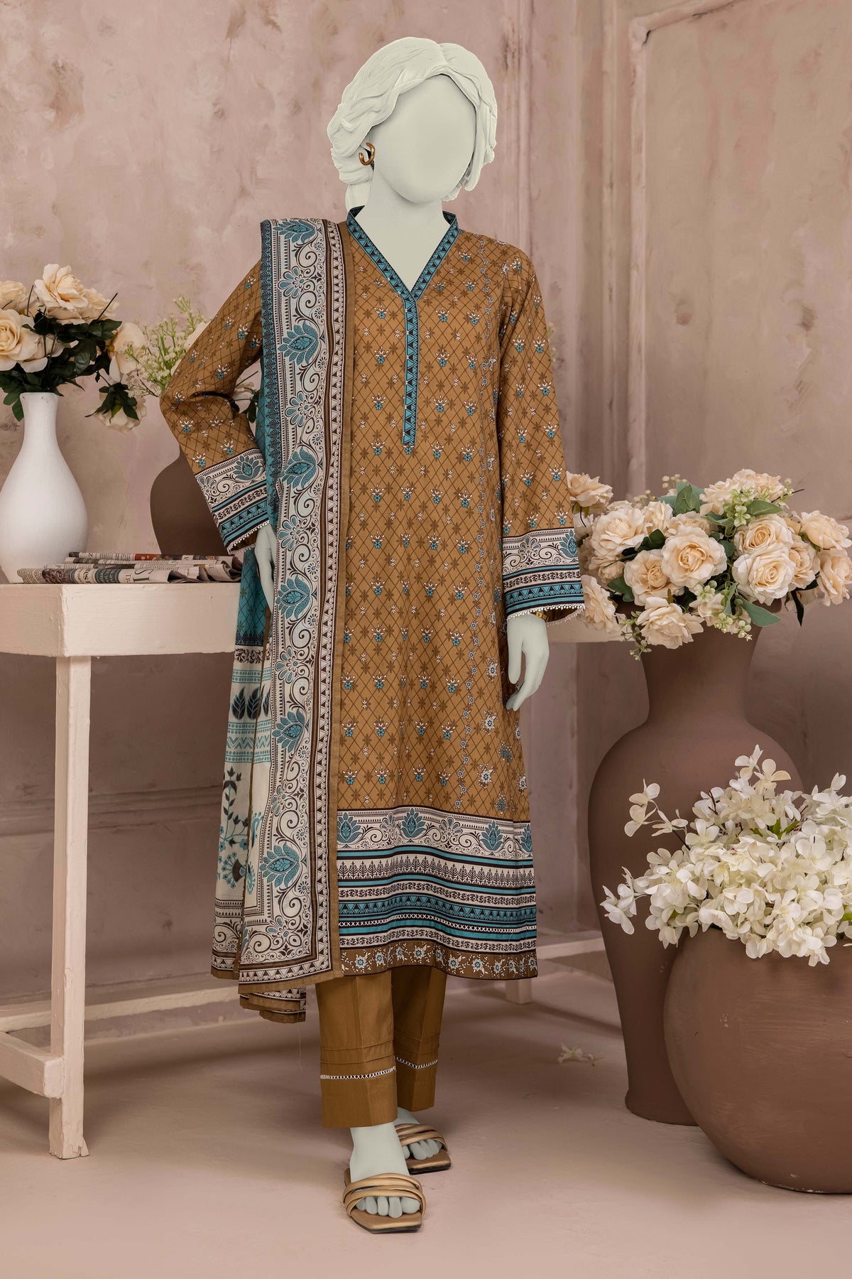 NUSL3211 Printed Lawn Suit - 3Pc