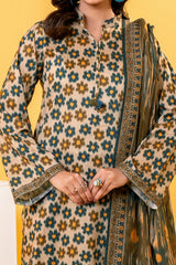 Light Brown printed 3 piece lawn suit for women with lawn dupatta and cambric trouser
Printed lawn shirt in Light Brown color for ladies