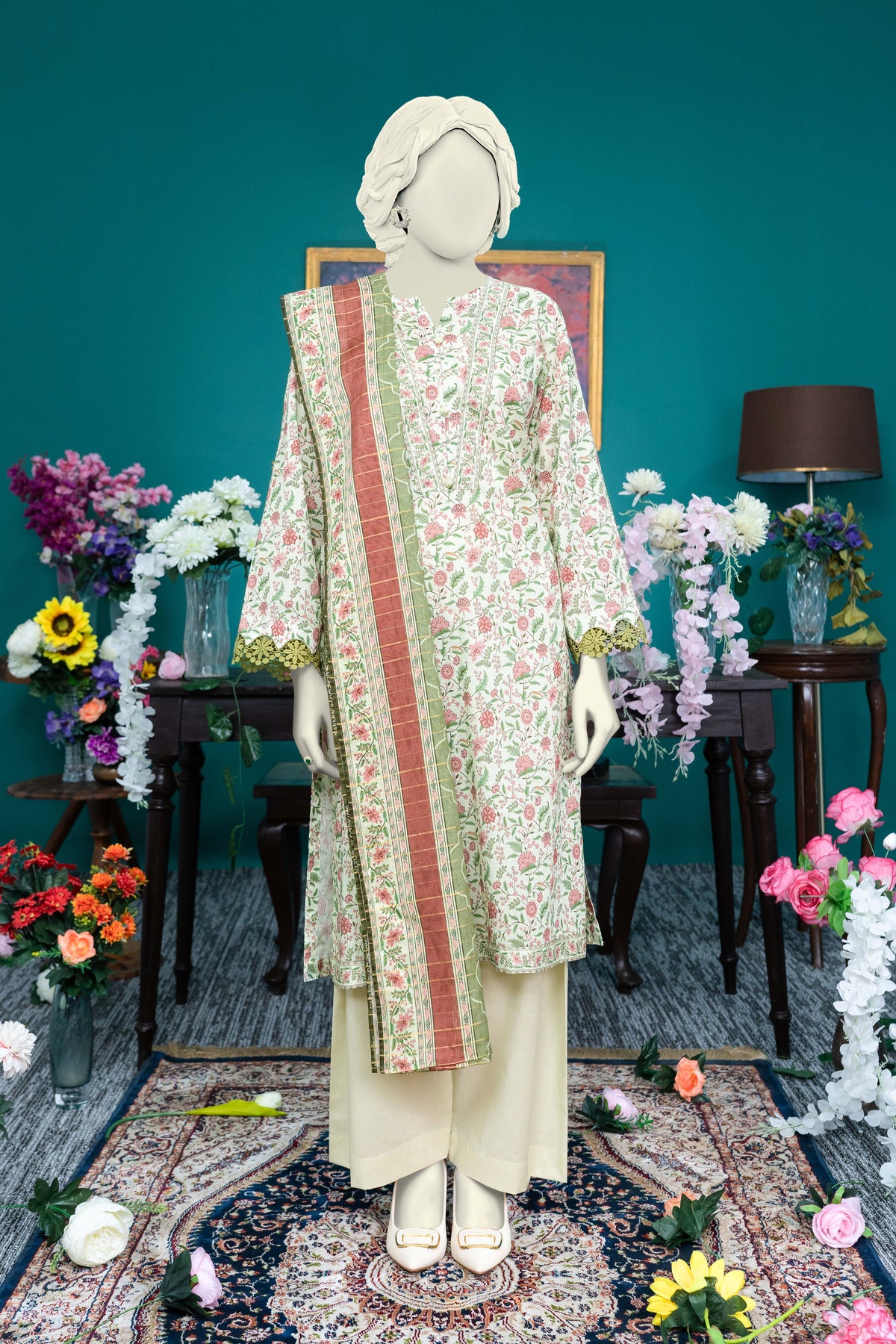NUSL3232 Printed Lawn Suit - Unstitched 3Pc