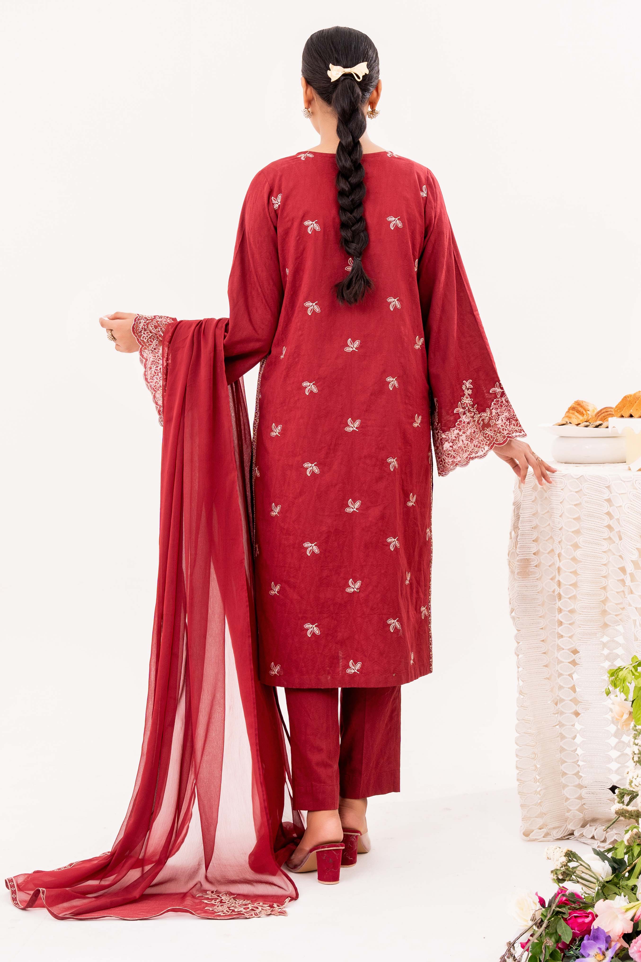 Fleur - NPSJ3144 Embroidered Cotton Jacquard Suit ( Stitched 3 Pc)
