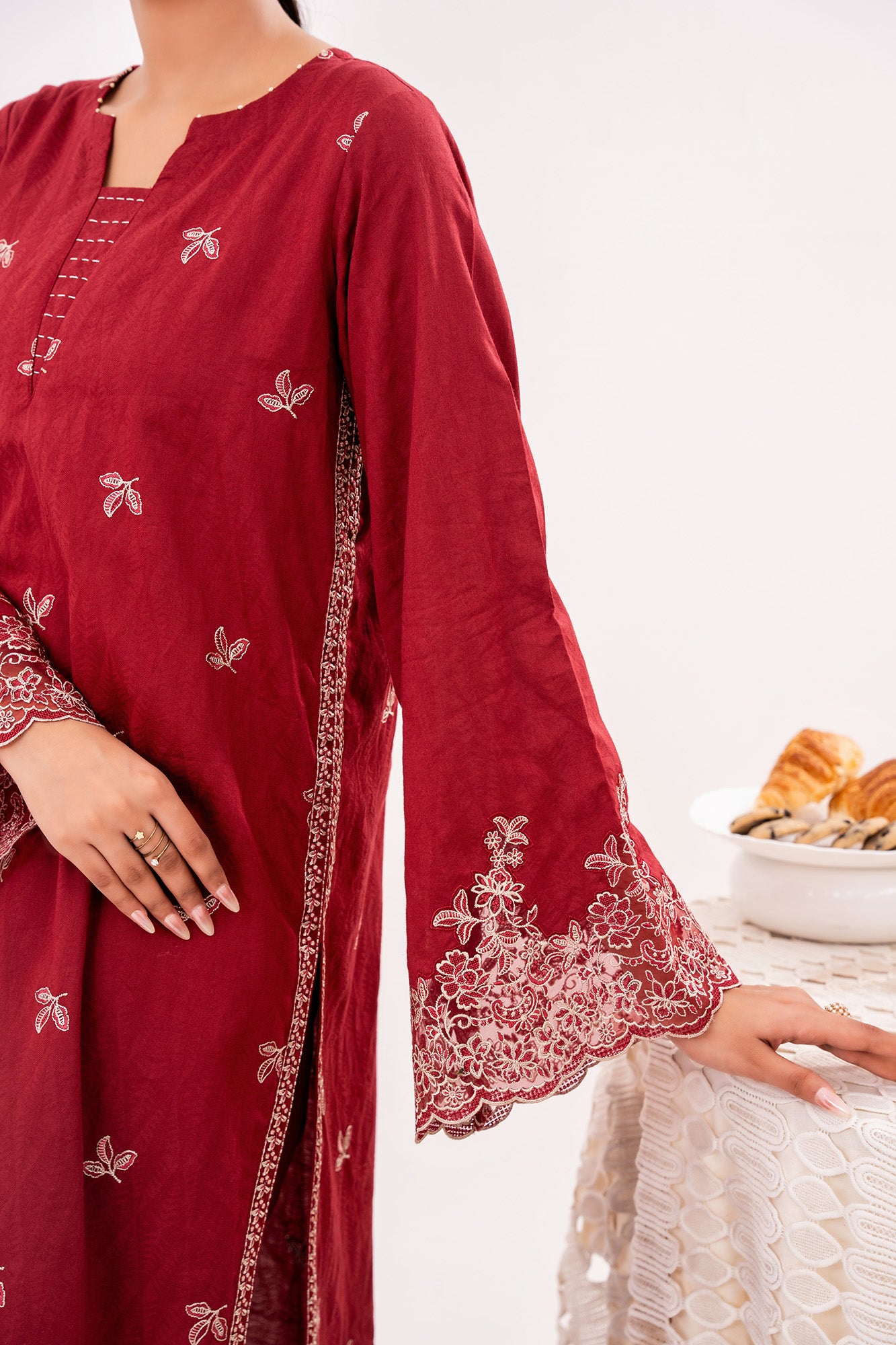 Fleur - NPSJ3144 Embroidered Cotton Jacquard Suit ( Stitched 3 Pc)