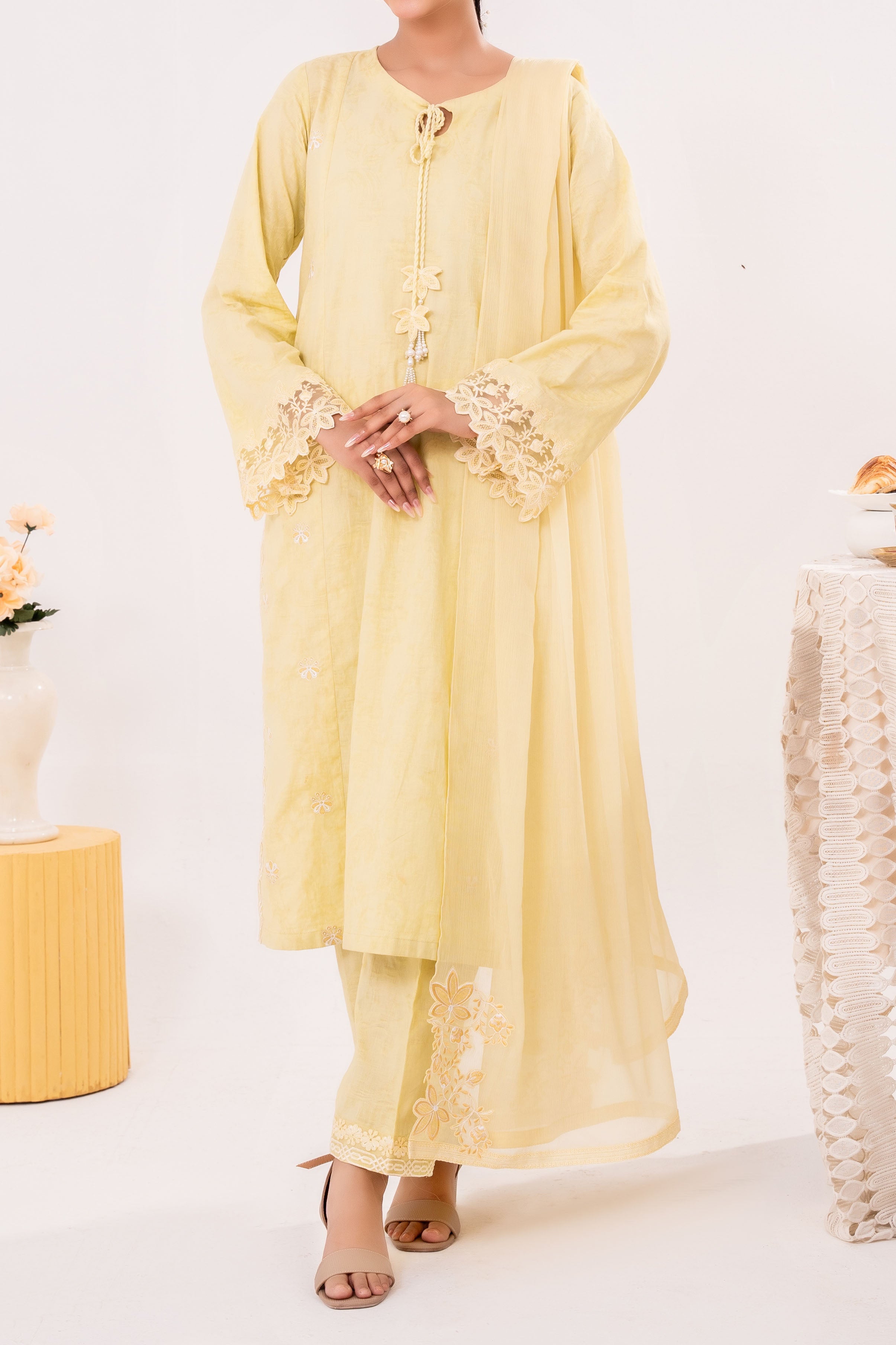 Zest - NPSJ3146 Embroidered Cotton Jacquard Suit ( Stitched 3 Pc)