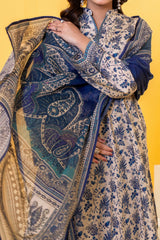 Fawn printed 3 piece lawn suit for women with lawn dupatta and cambric trouser
Printed lawn shirt in black color for ladies