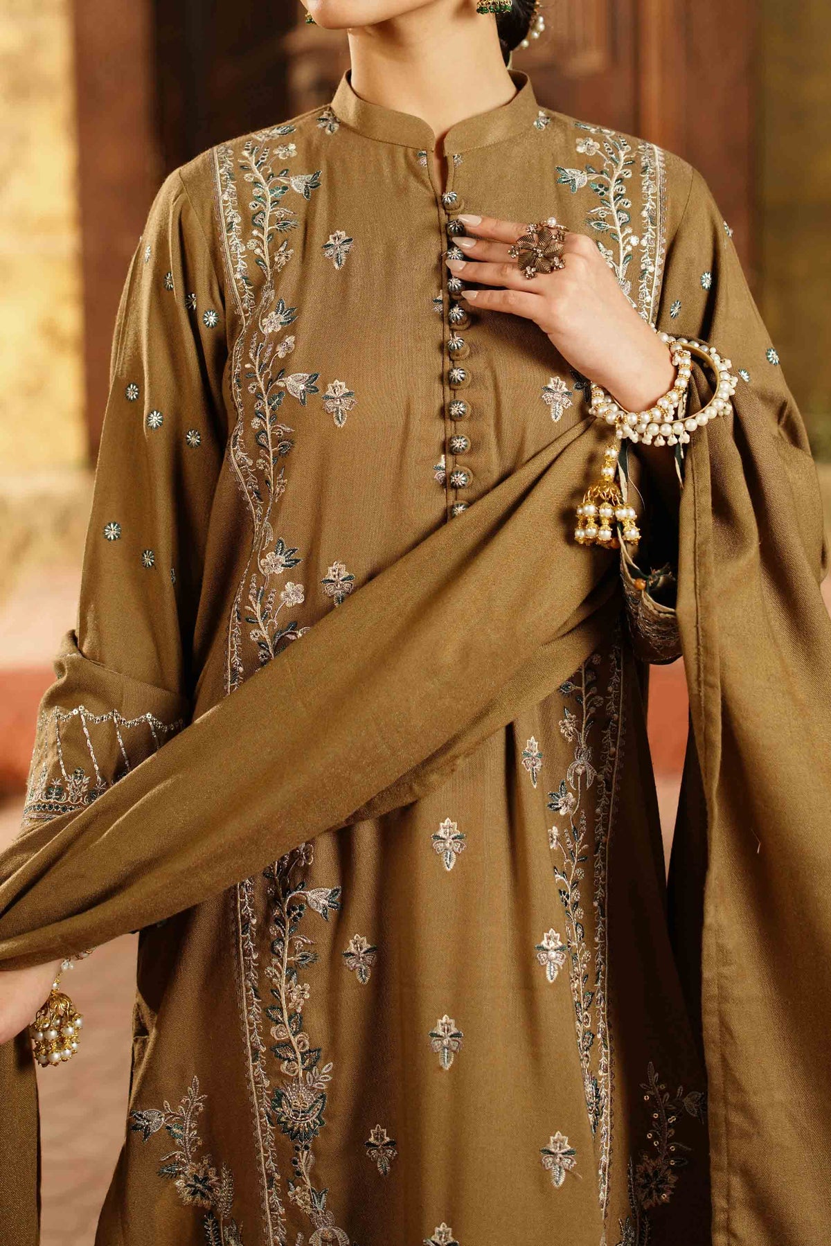 PENNY - Peach Embroidered (3Pcs) - 3205