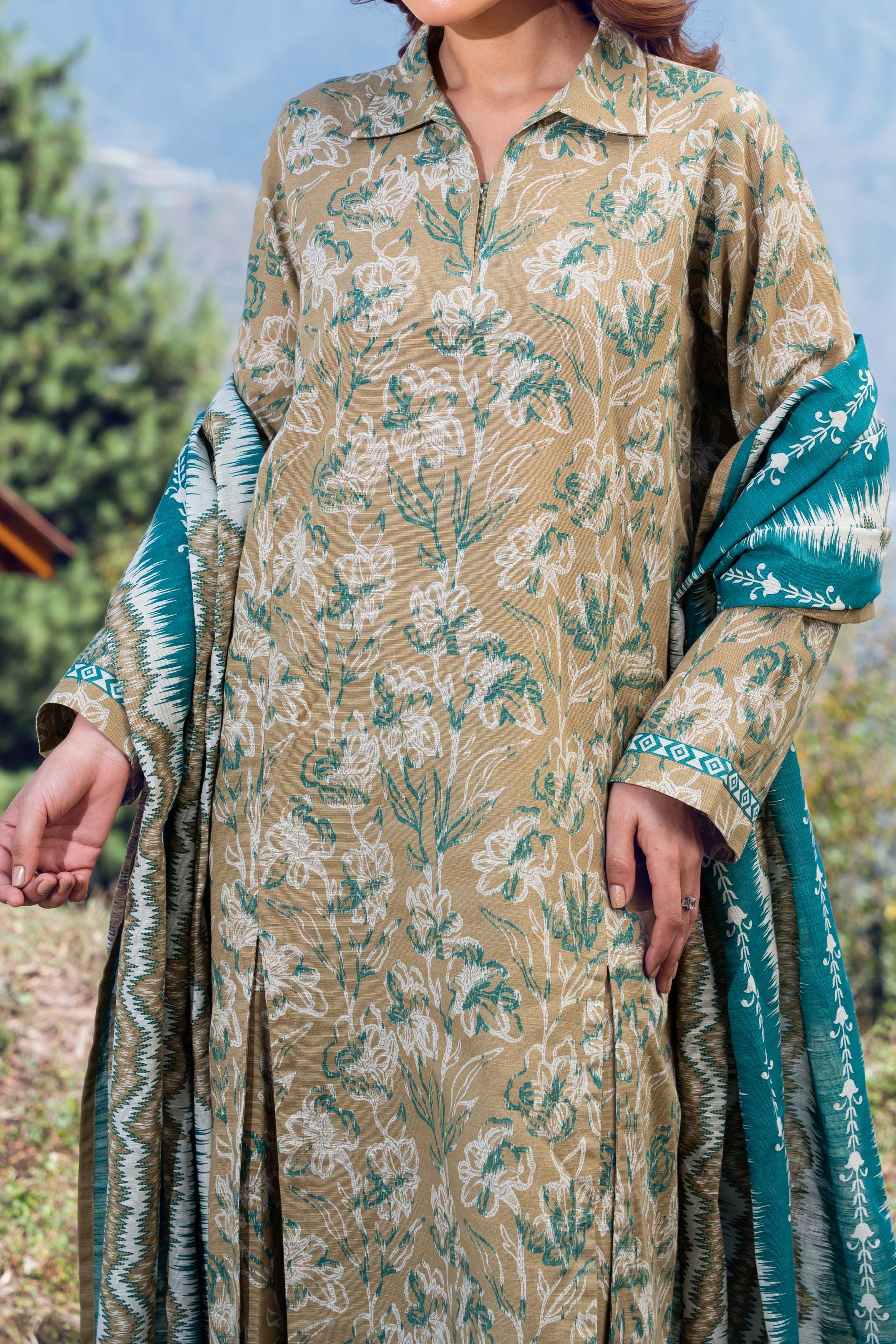 FERN - Printed Unstitched Khaddar Suit (3 Piece) 3136