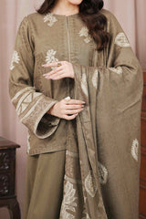 TAN - Unstitched Velvet Jacquard Suit (3 Piece) 3194