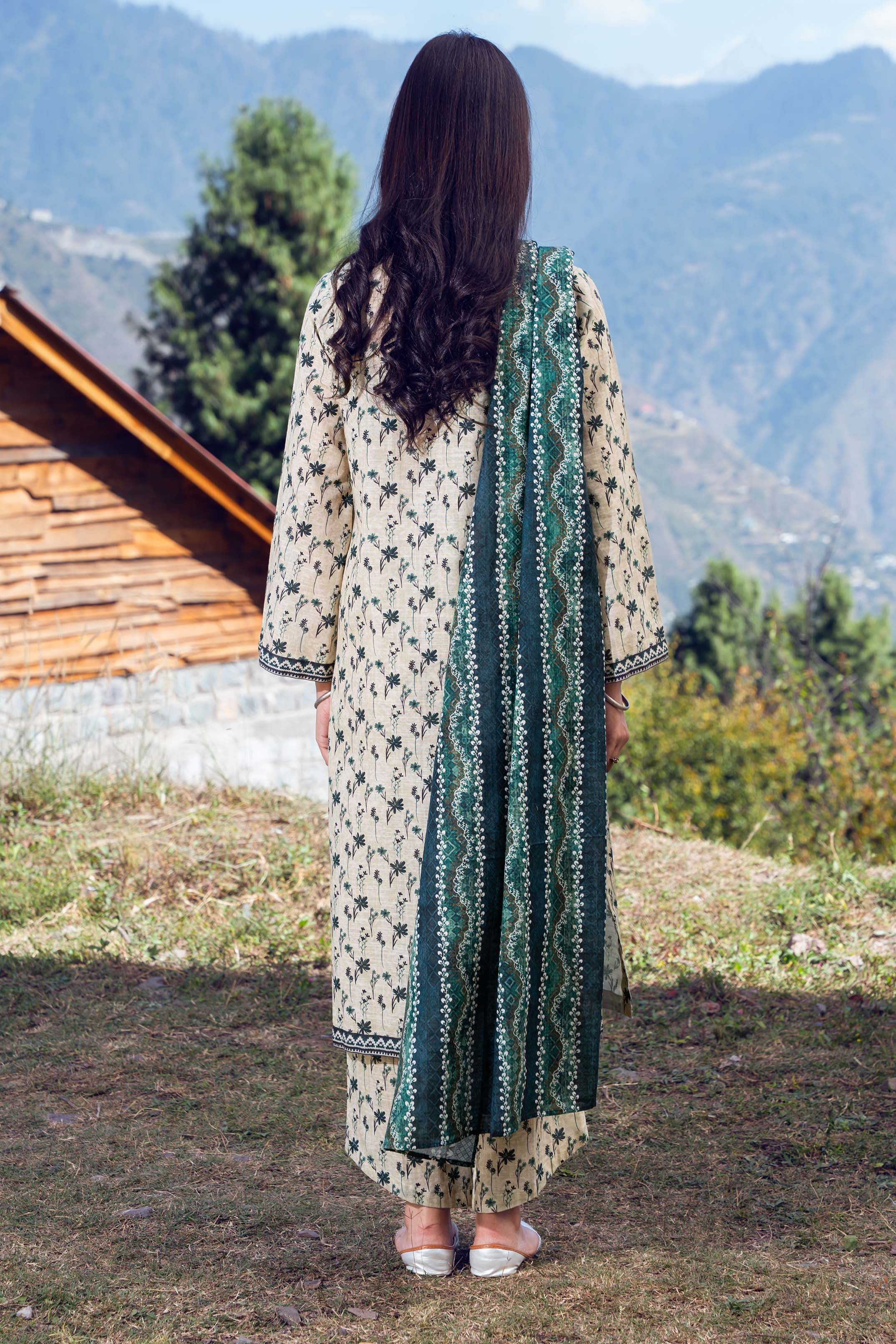 HUSK - Printed Unstitched Khaddar Suit (3 Piece) 3143