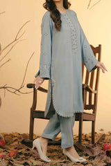 Embroidered Silk Karandi Suit - Stitched 2 PC - 2078