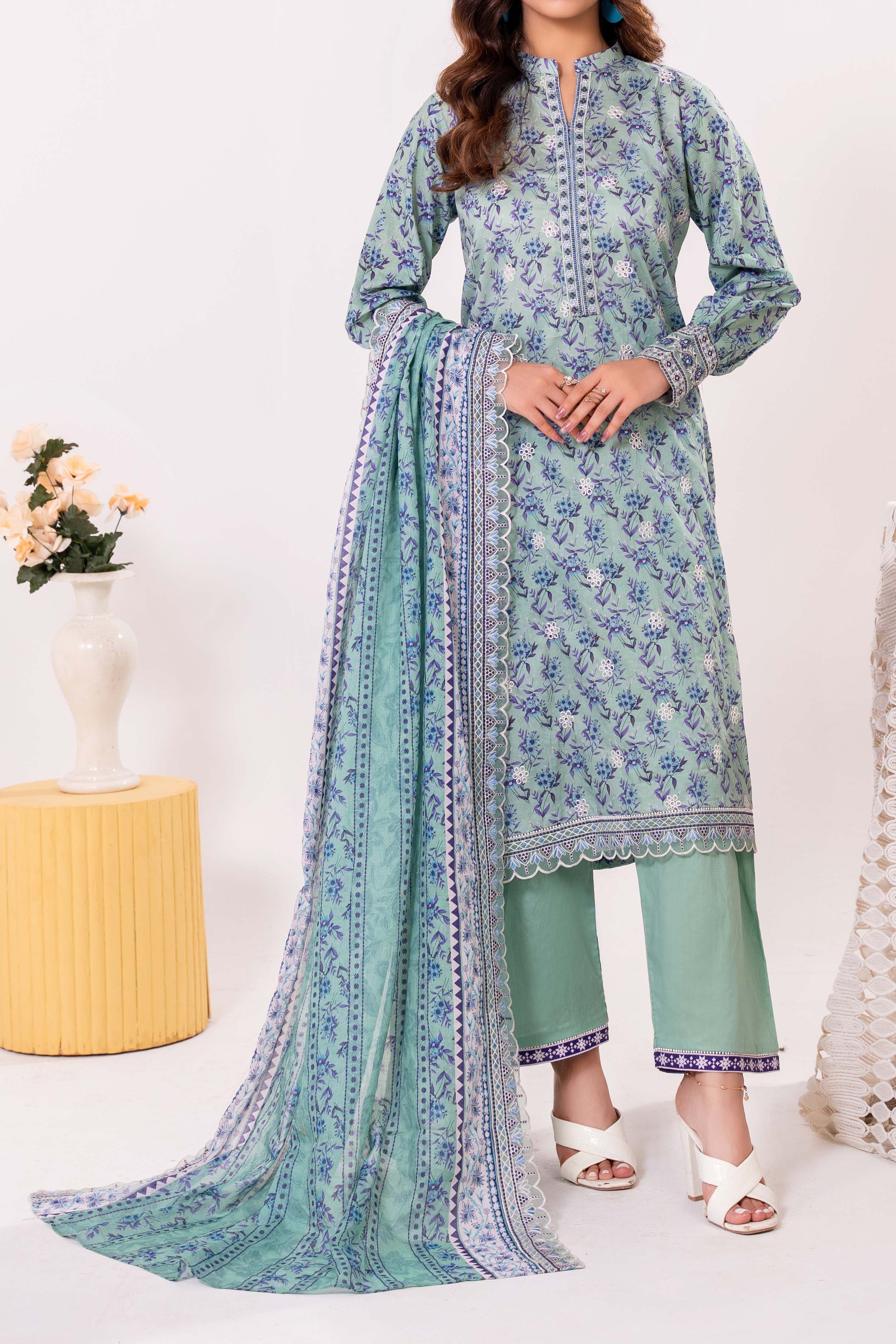 NPSE3140 Printed Embroidered Lawn Suit - 3 Piece