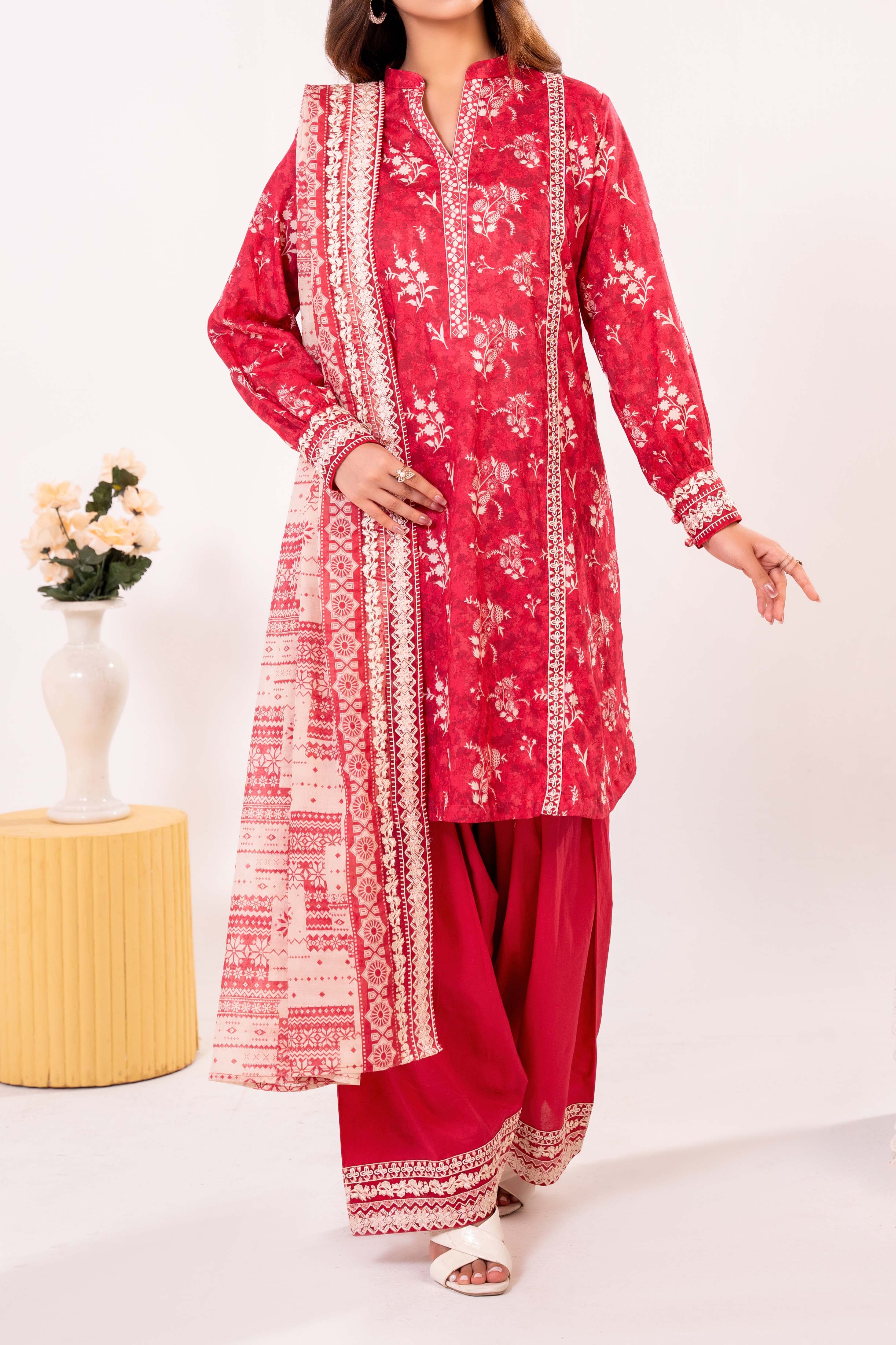 NPSE3141 Printed Embroidered Lawn Suit - 3 Piece