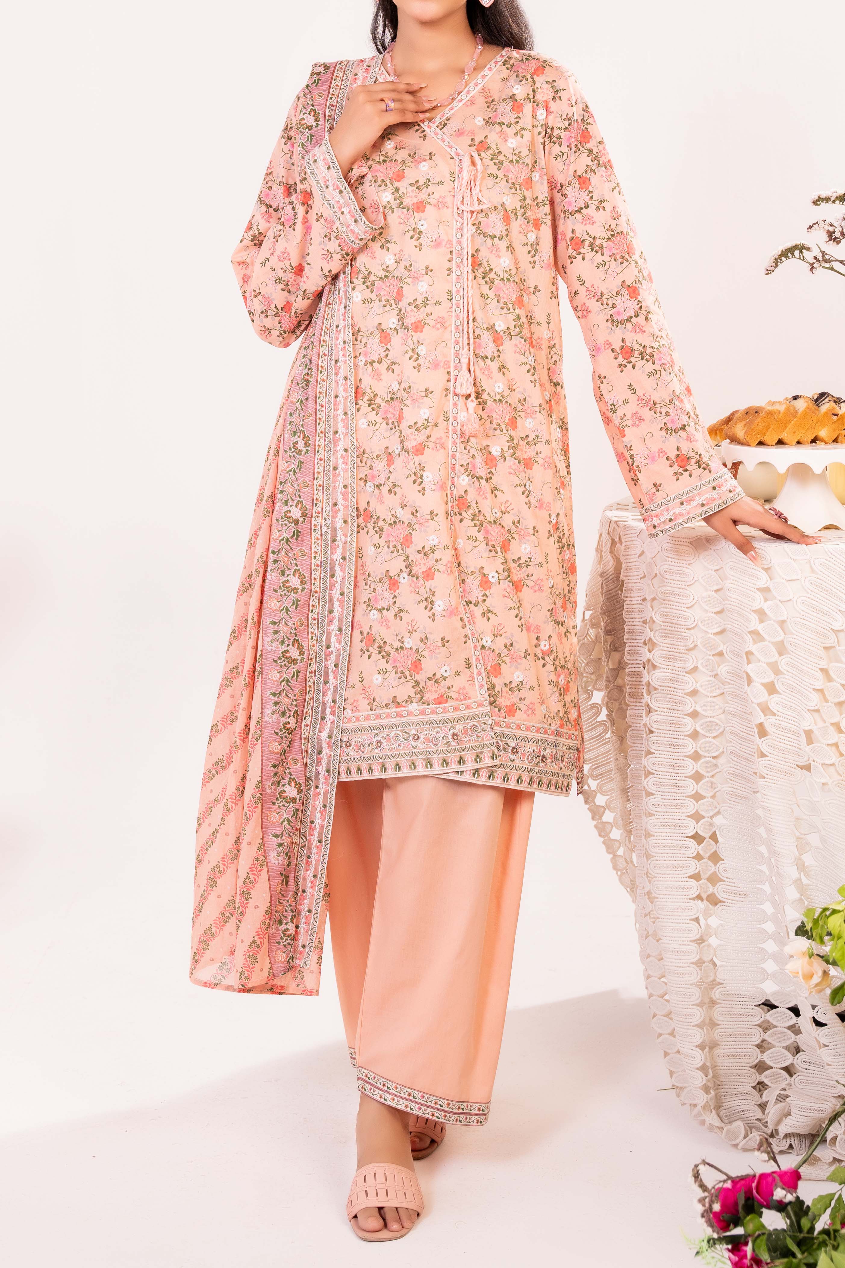 NPSE3139 Printed Embroidered Lawn Suit - 3 Piece