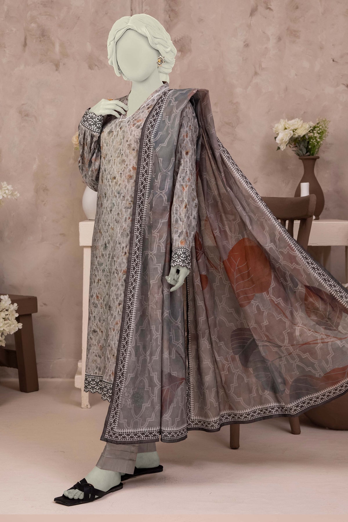 NUSL3204 Printed Lawn Suit - 3Pc