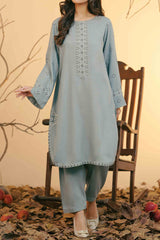 Embroidered Silk Karandi Suit - Stitched 2 PC - 2078