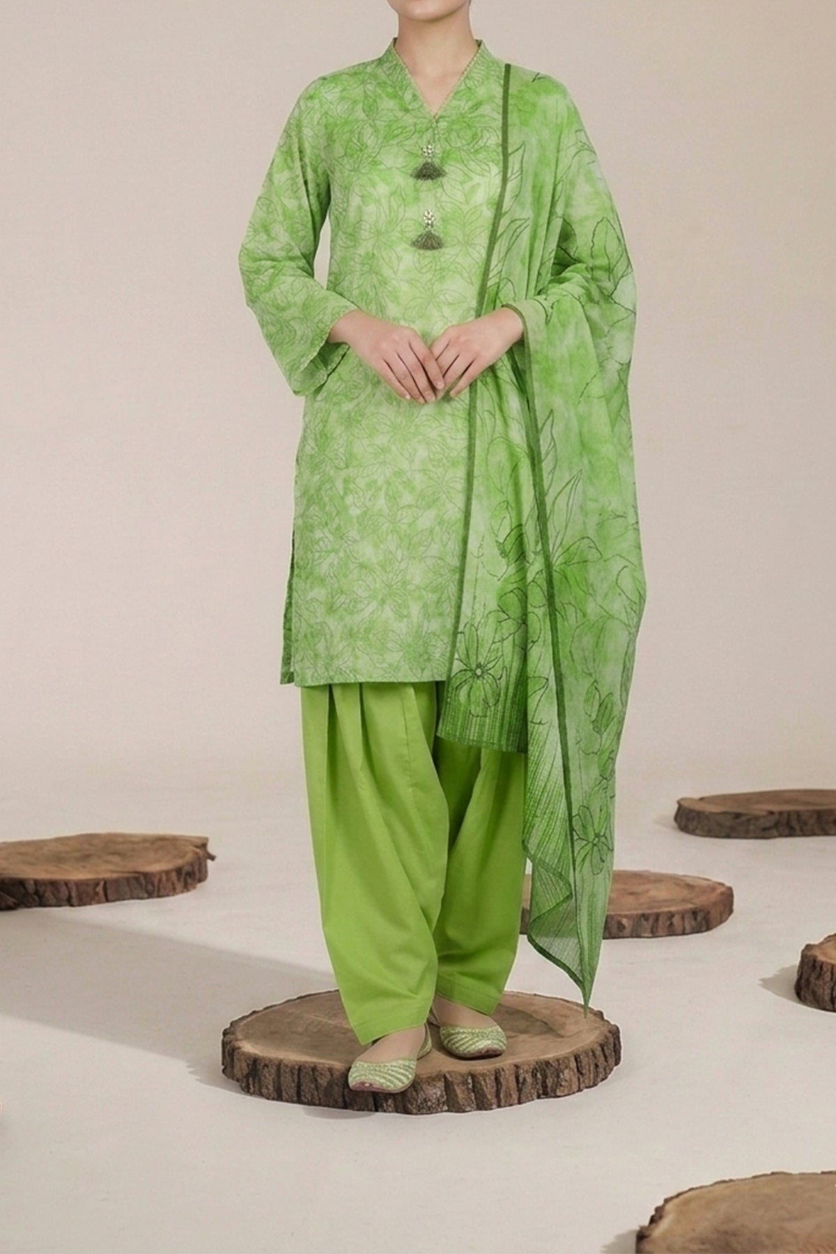 NUSLW3088 Printed Lawn Suit - Unstitched 3Pc
