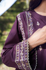 NUSLCE3157 Embroidered Cambric Suit - Unstitched 3Pc