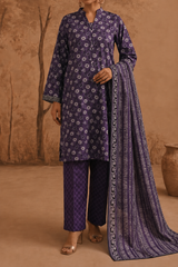 Unstitched 3Pc Printed Lawn Suit - NUSLW3084