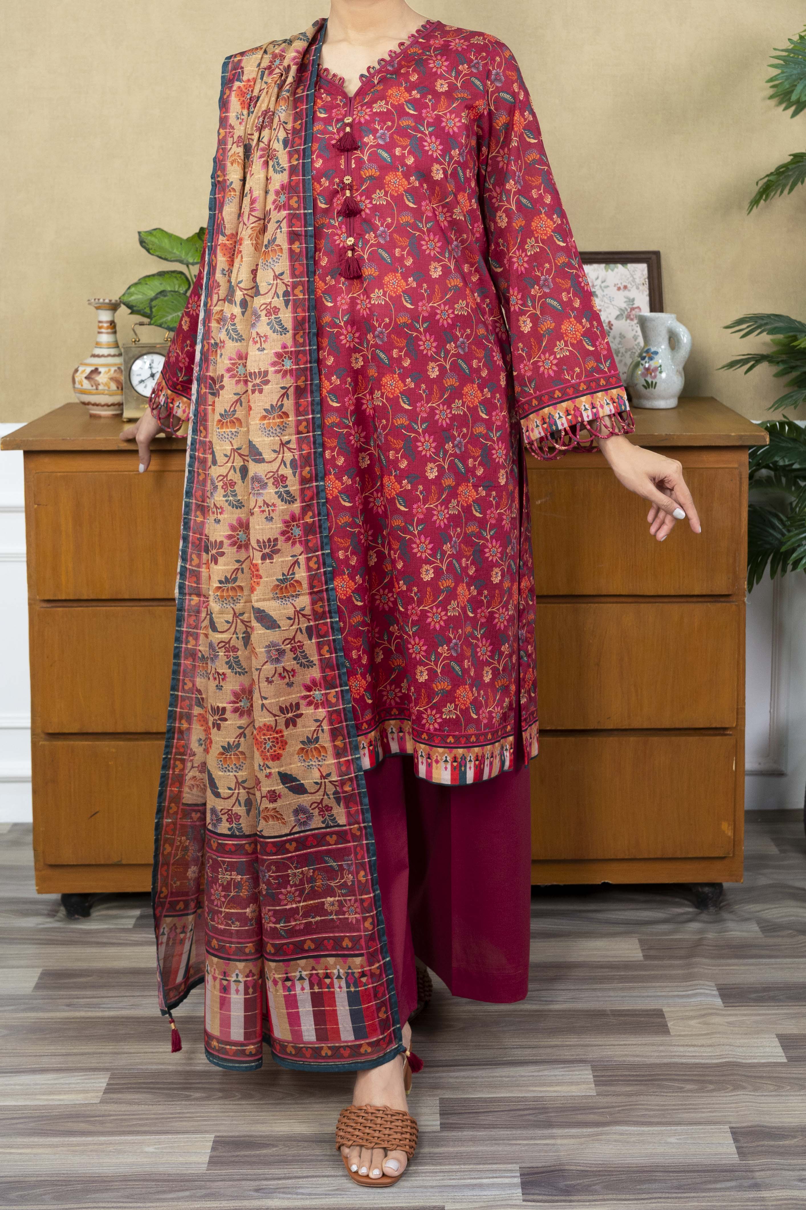 NUSL3233 Printed Lawn Suit - Unstitched 3Pc