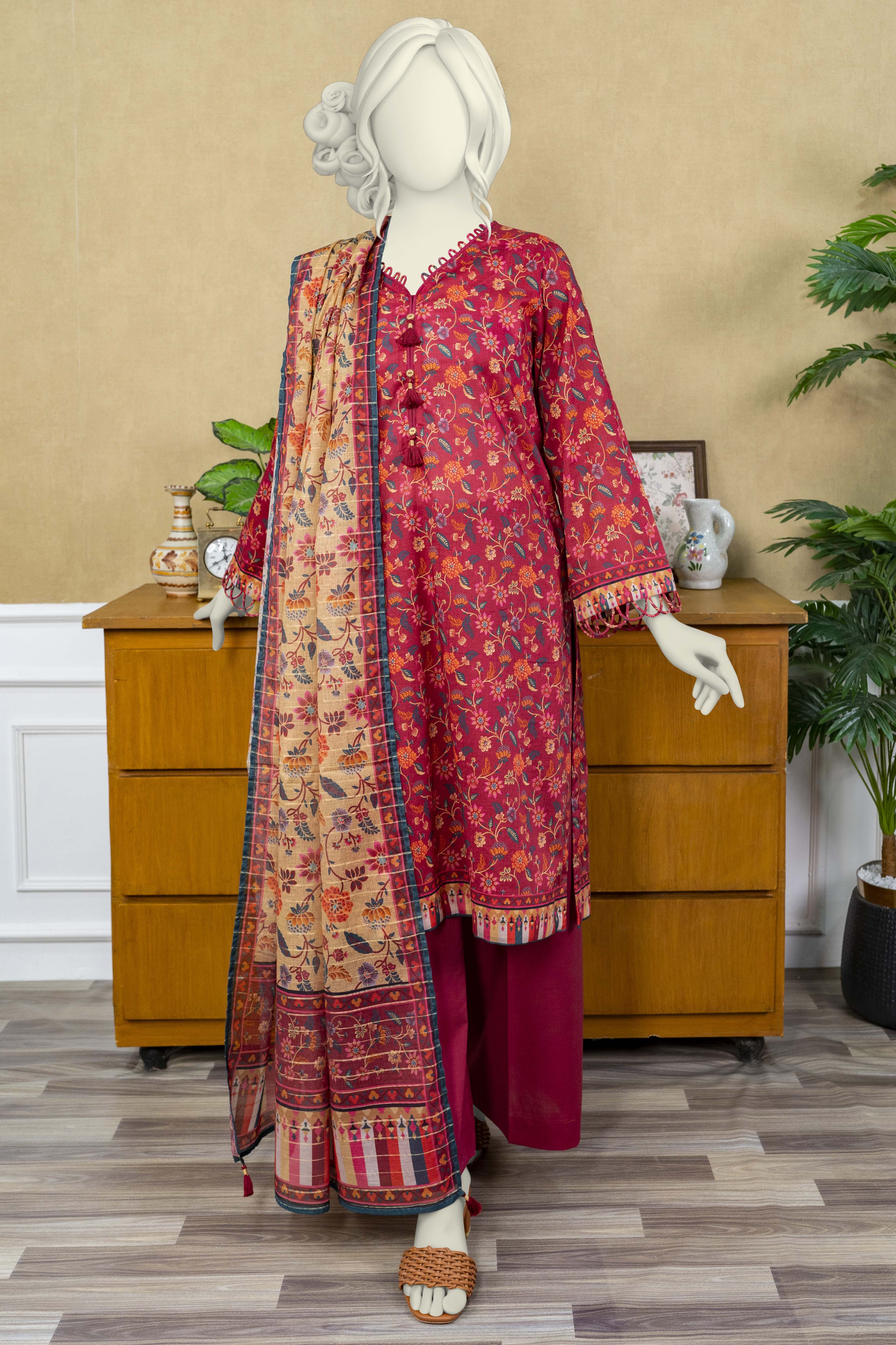 NUSL3233 Printed Lawn Suit - Unstitched 3Pc