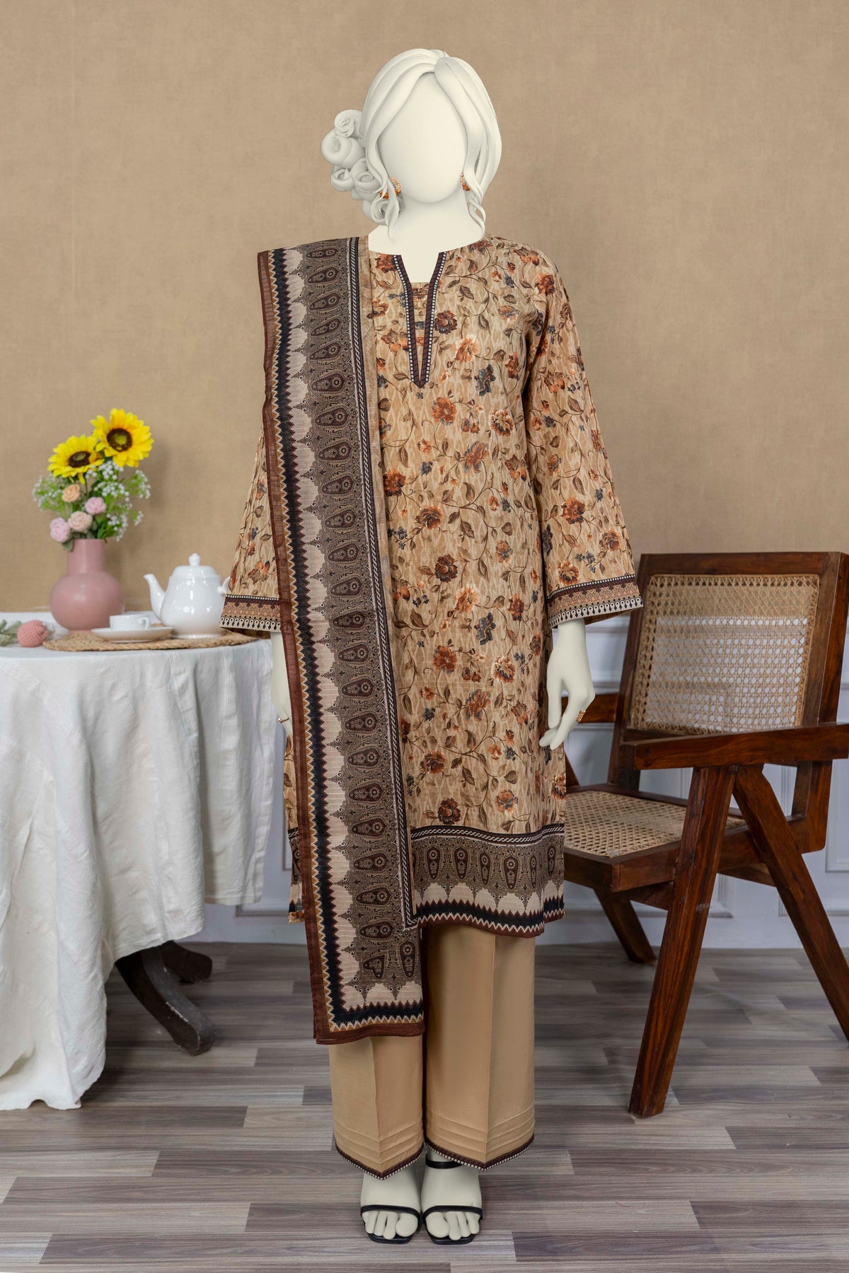 NUSL3263 Printed Lawn Suit - Unstitched 3Pc