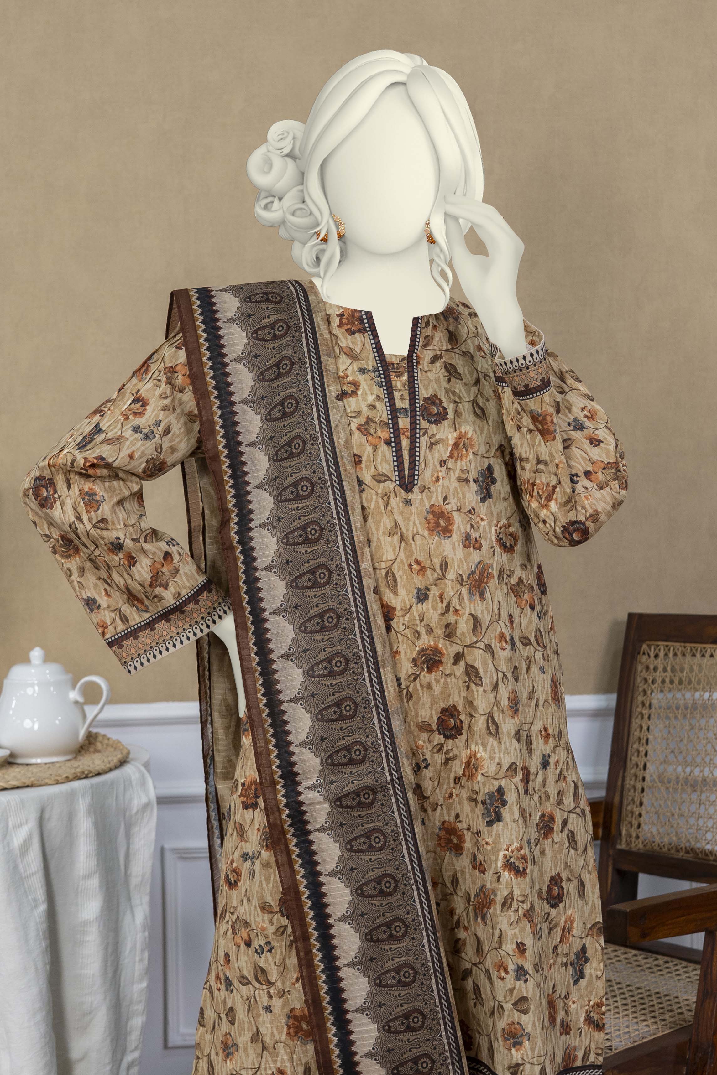 NUSL3263 Printed Lawn Suit - Unstitched 3Pc