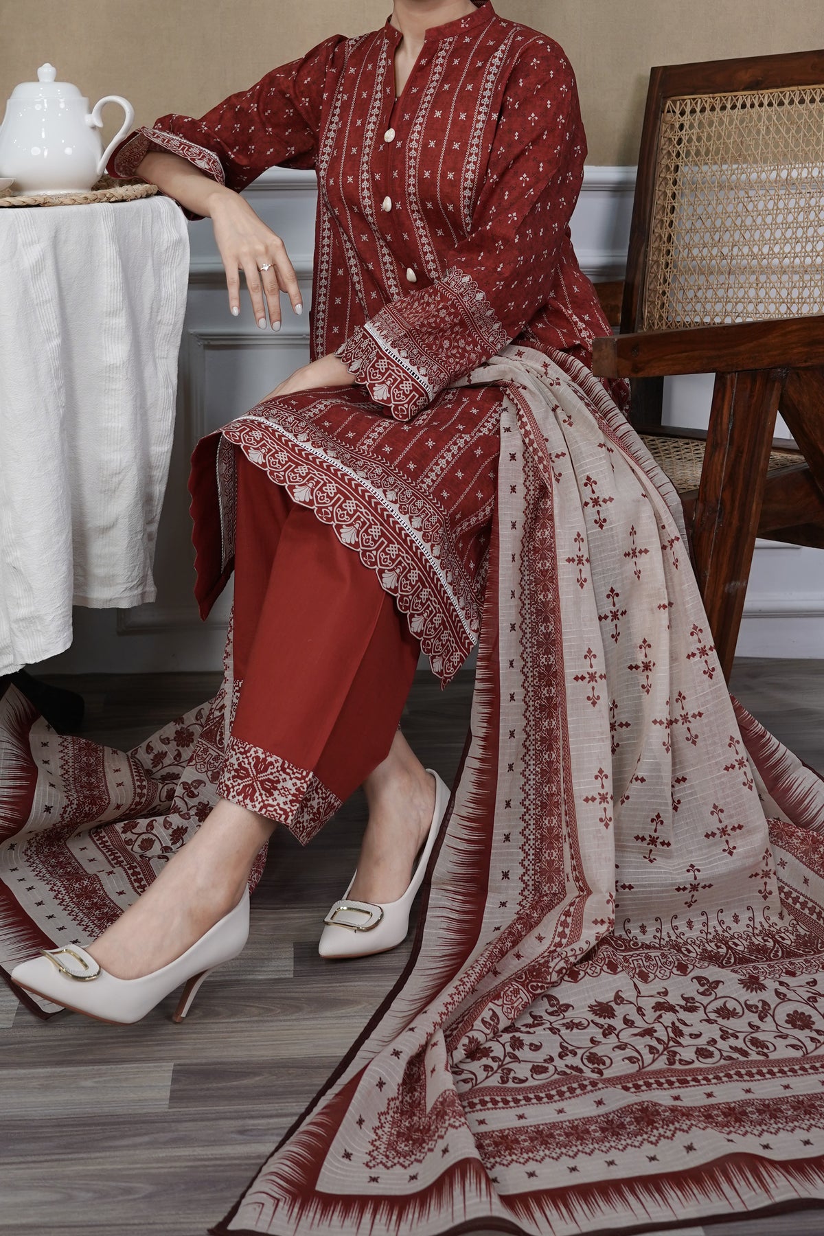 NUSL3260 Printed Lawn Suit - Unstitched 3Pc