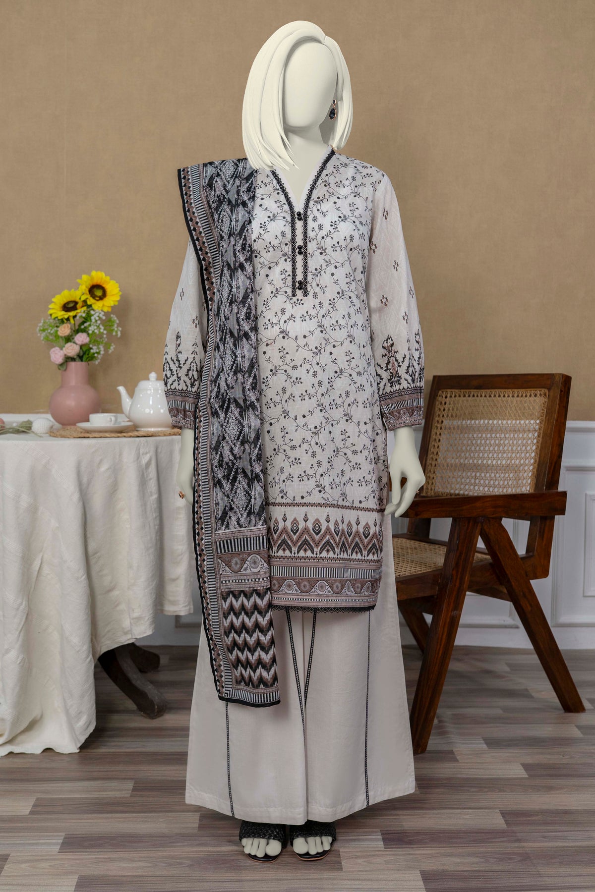 NUSL3264 Printed Lawn Suit - Unstitched 3Pc