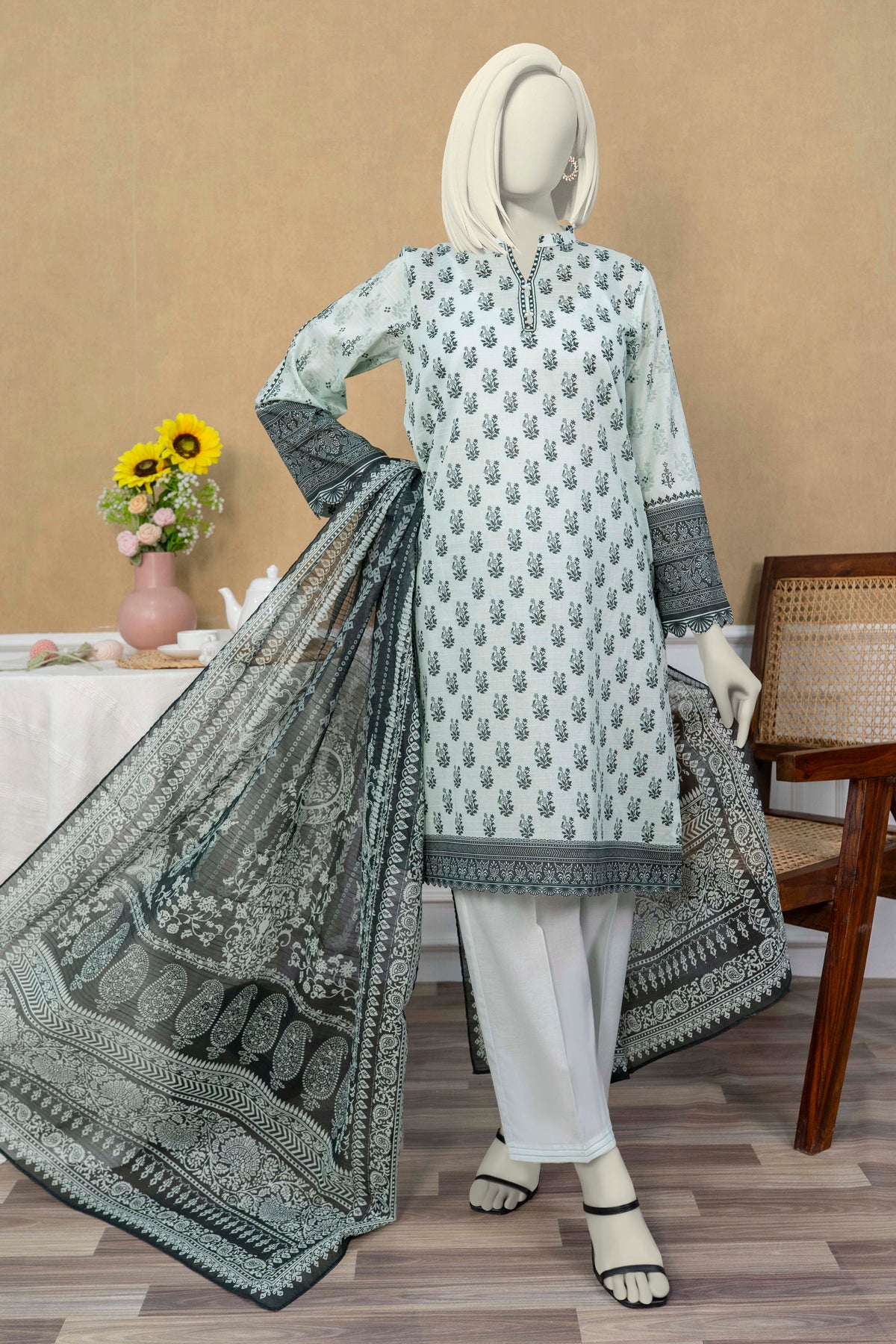 NUSL3284 Printed Lawn Suit - Unstitched 3Pc