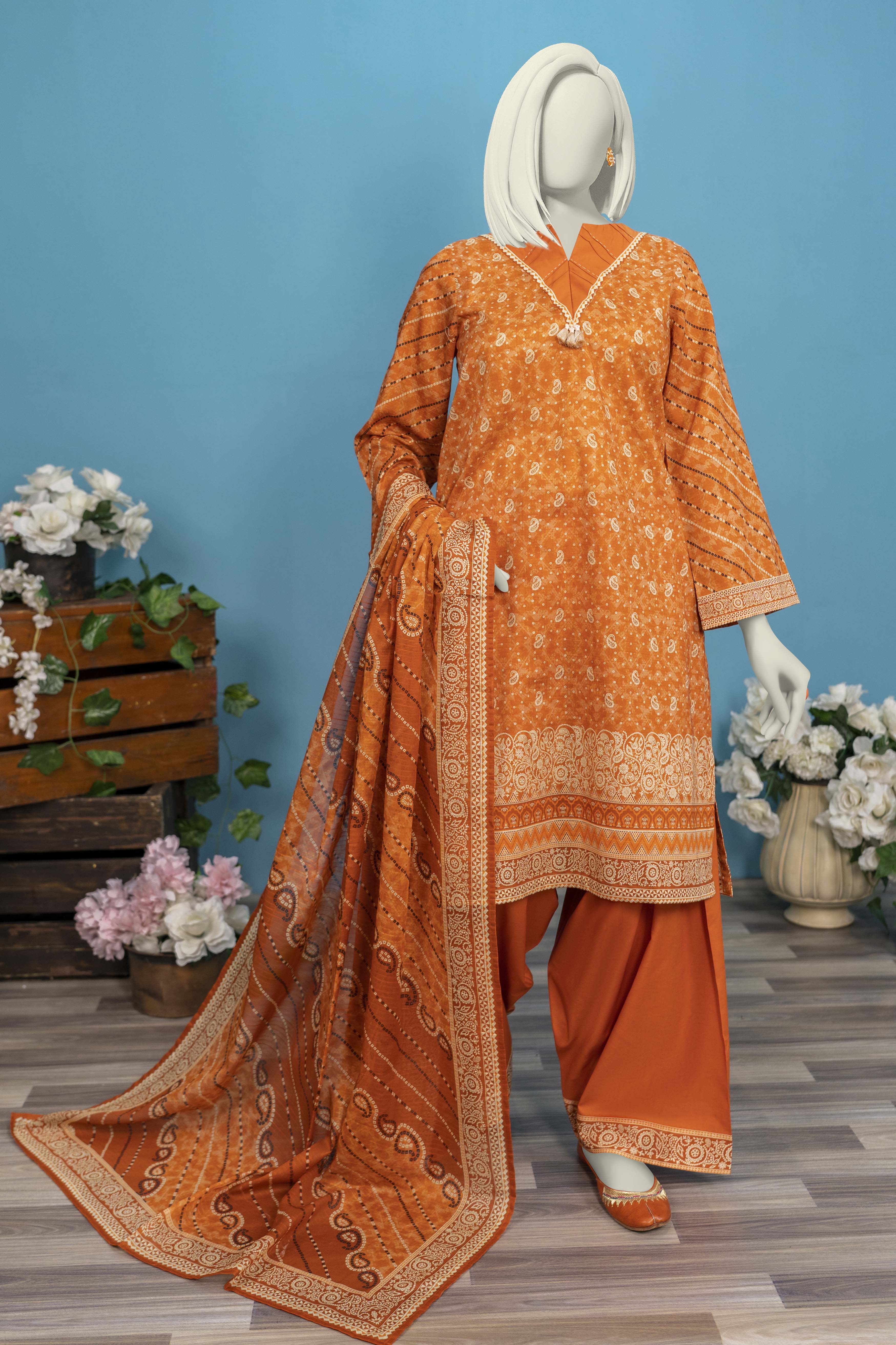 NUSL3280 Printed Lawn Suit - Unstitched 3Pc