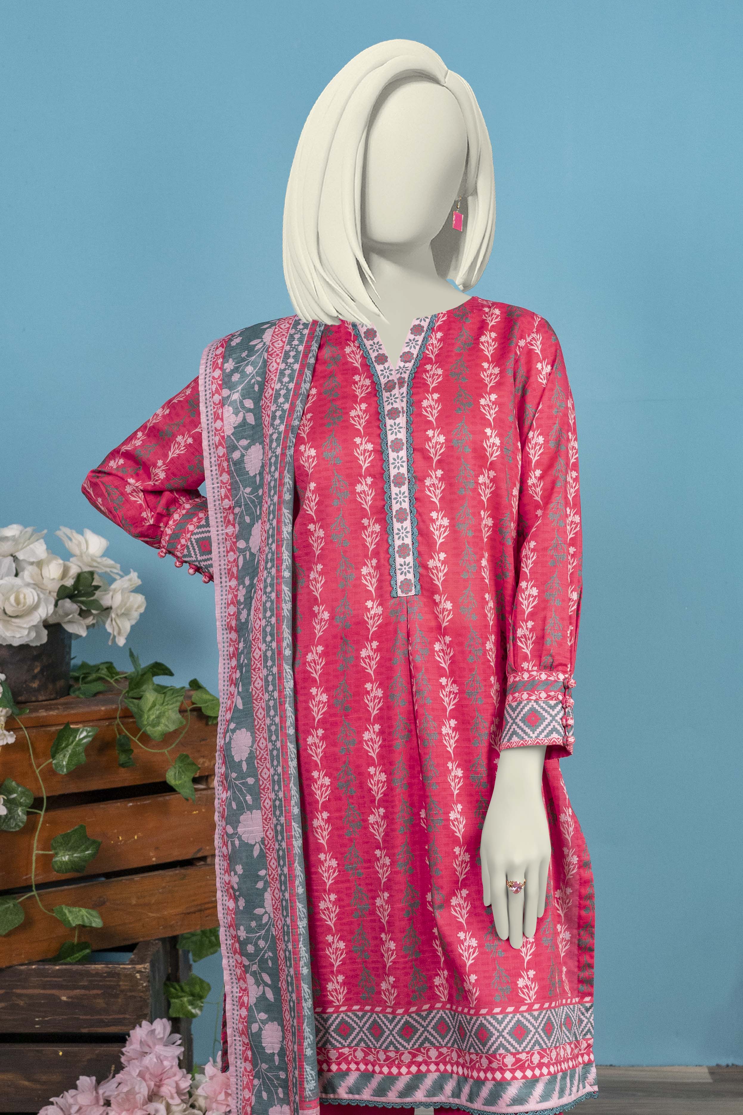 NUSL3276 Printed Lawn Suit - Unstitched 3Pc