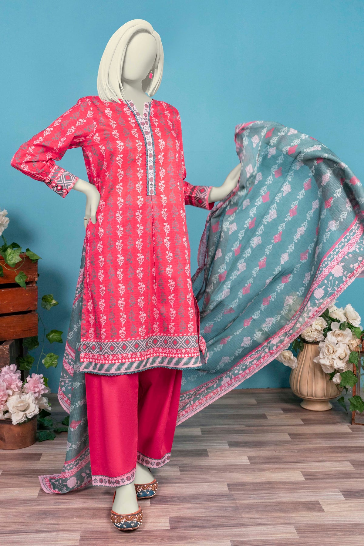 NUSL3276 Printed Lawn Suit - Unstitched 3Pc