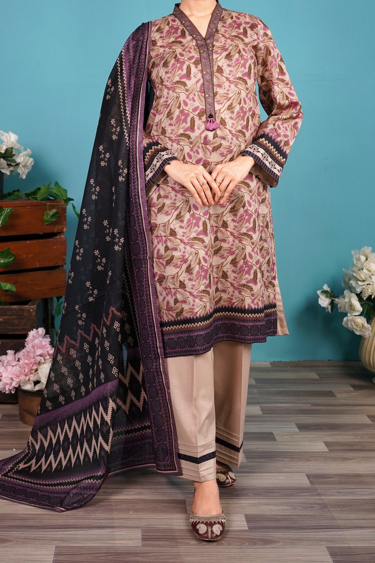 NUSL3281 Printed Lawn Suit - Unstitched 3Pc