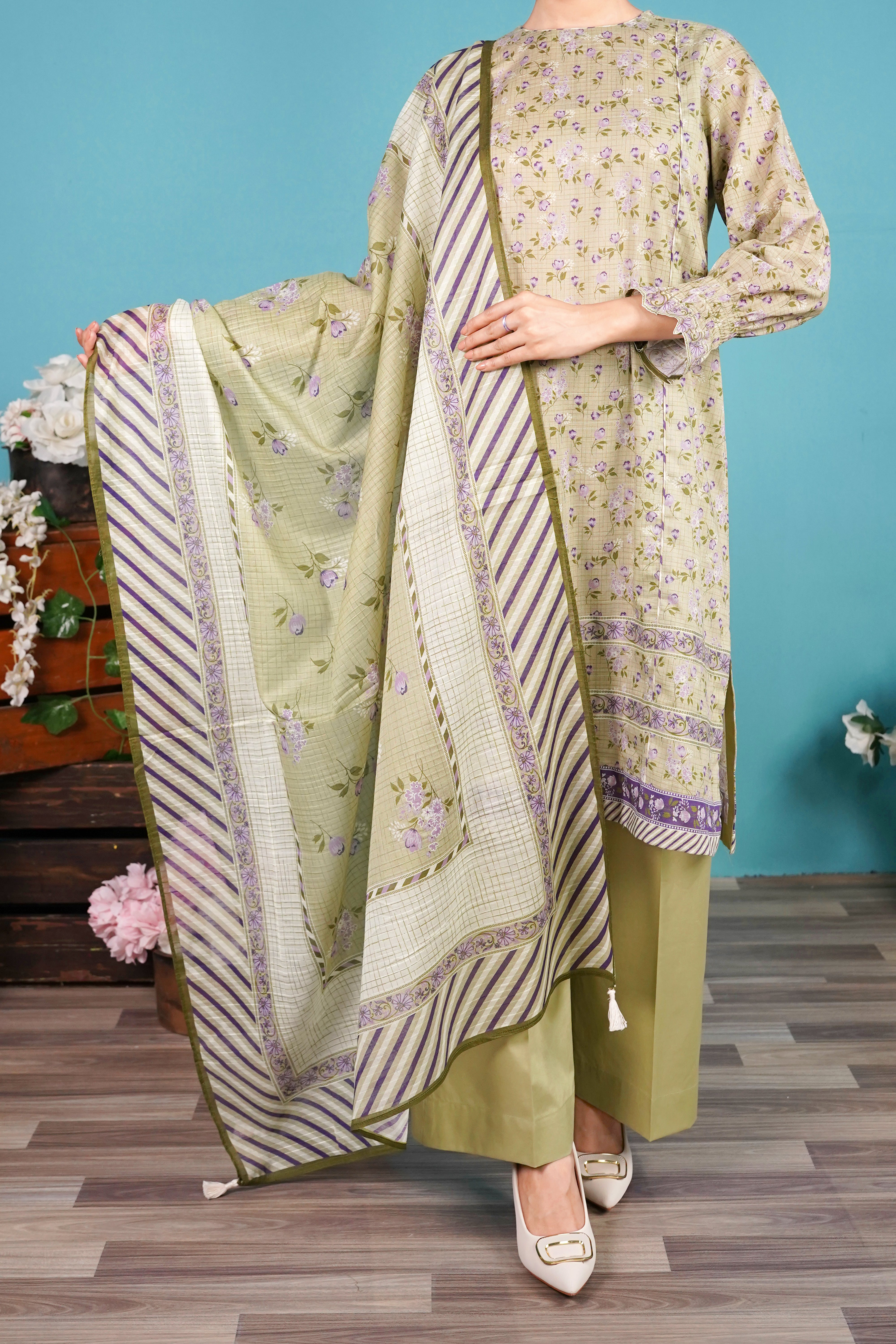 NUSL3282 Printed Lawn Suit - Unstitched 3Pc