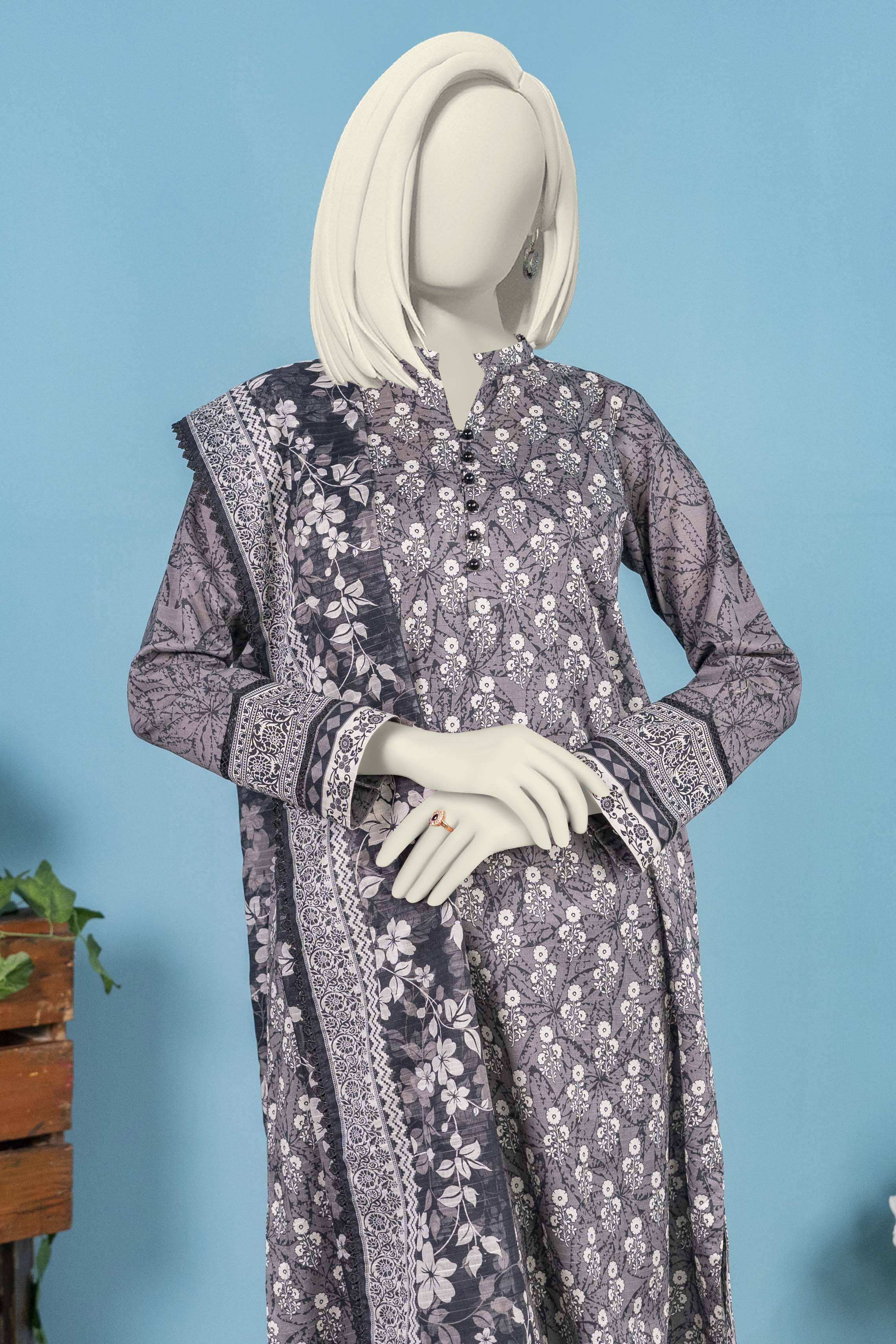 NUSL3279 Printed Lawn Suit - Unstitched 3Pc