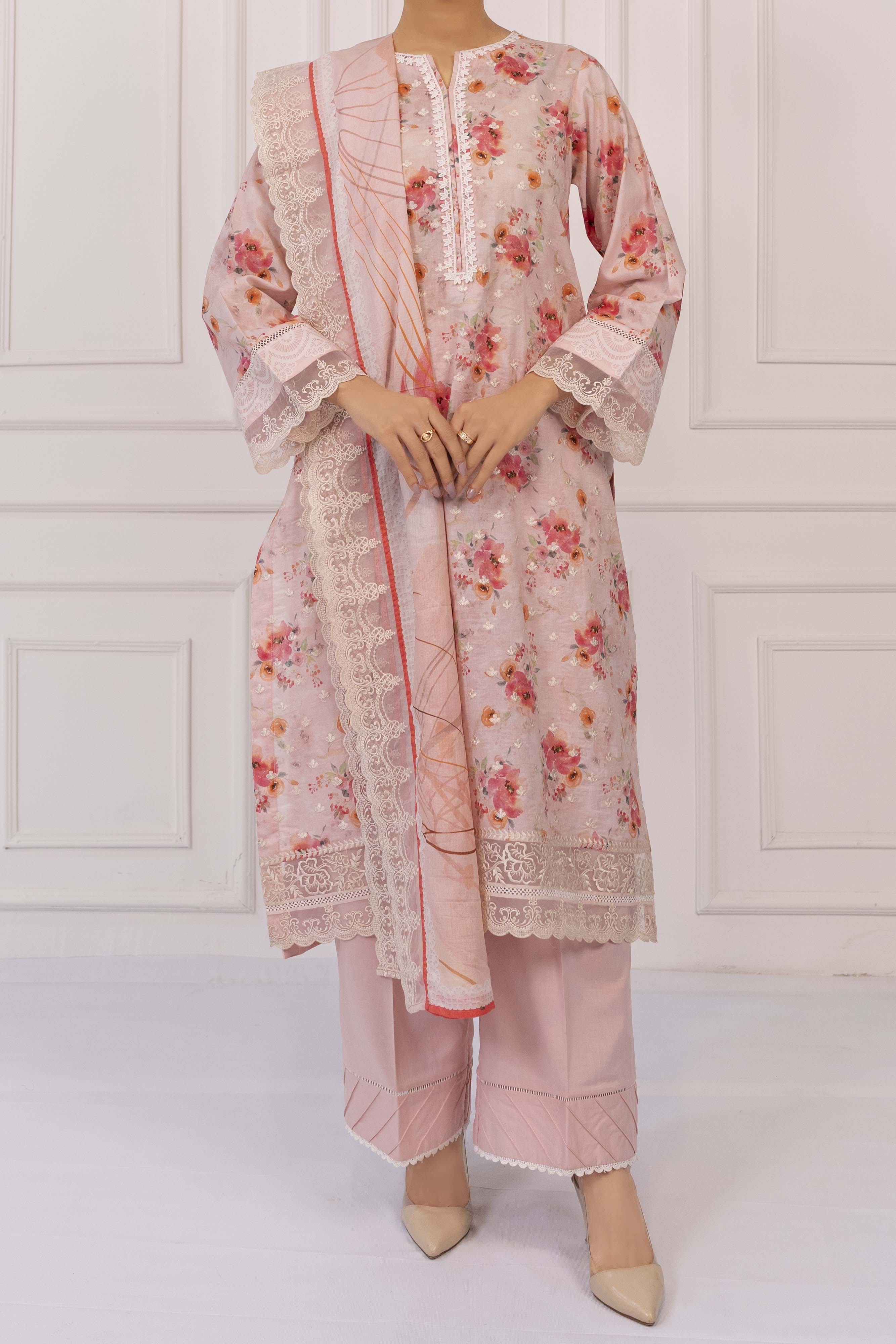 NPSE3153 Printed Embroidered Lawn Suit - 3 Piece