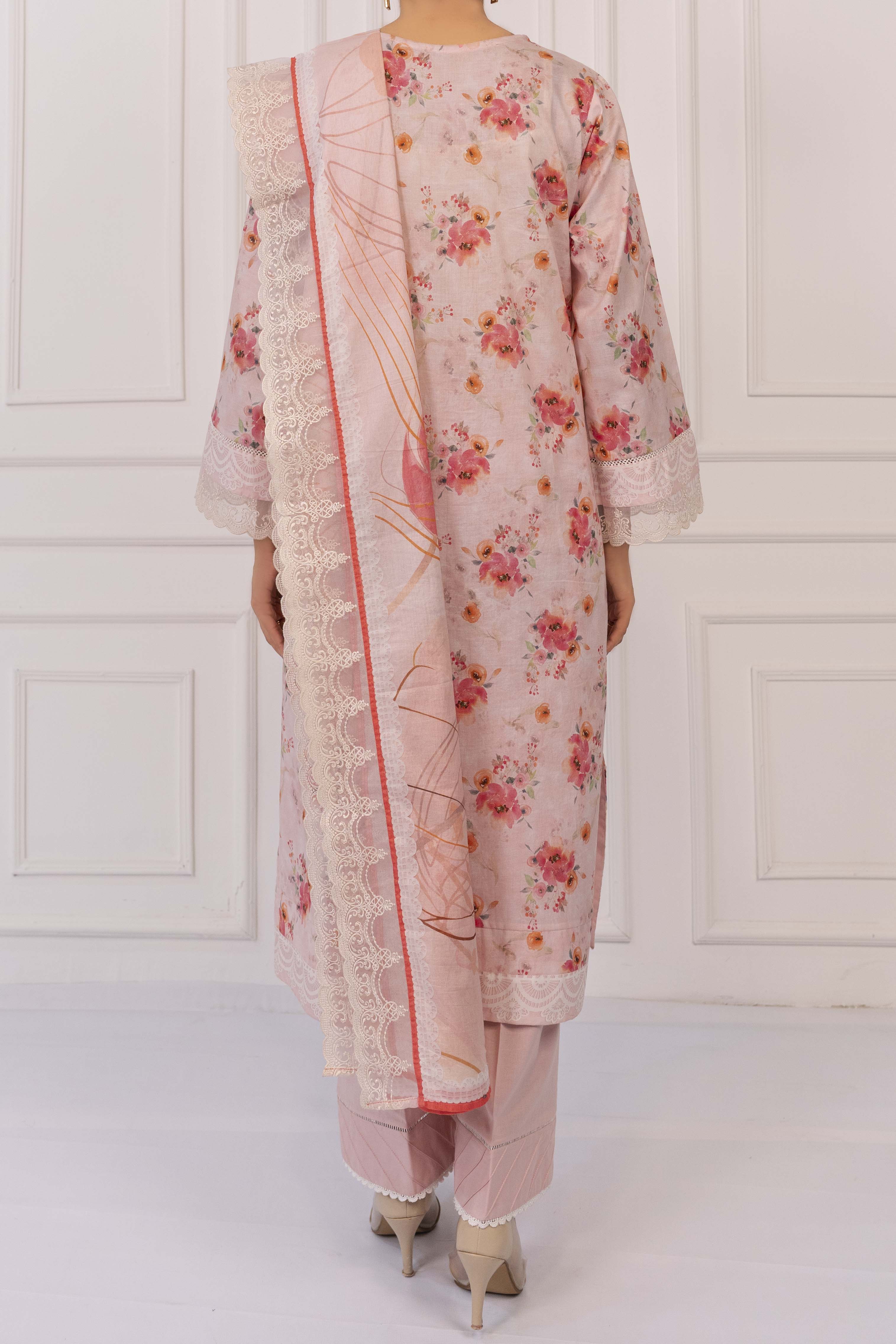 NPSE3153 Printed Embroidered Lawn Suit - 3 Piece