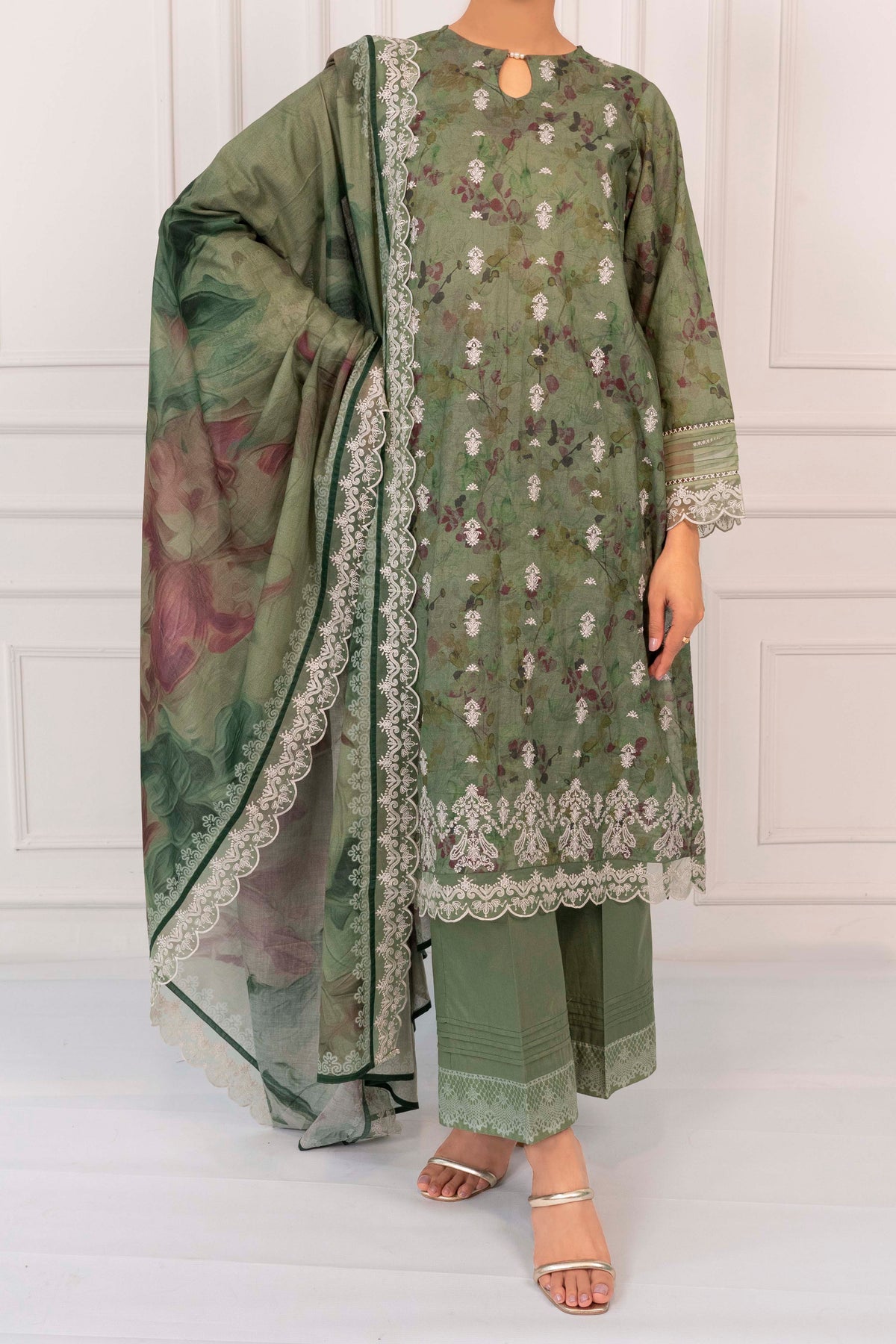 NPSE3154 Printed Embroidered Lawn Suit - 3 Piece