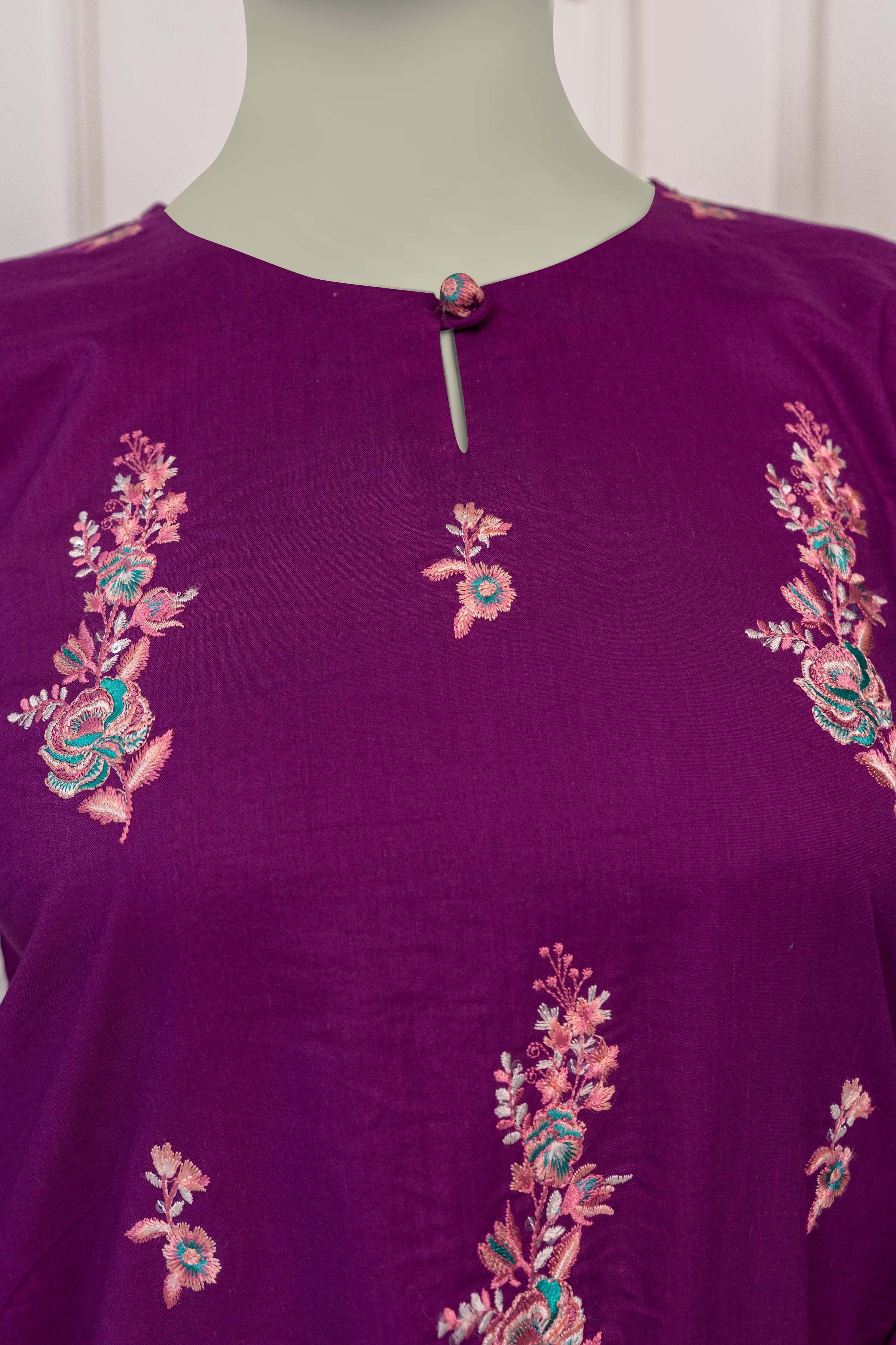 NPSE2065 Embroidered Cambric Suit - Stitched 2 Pc