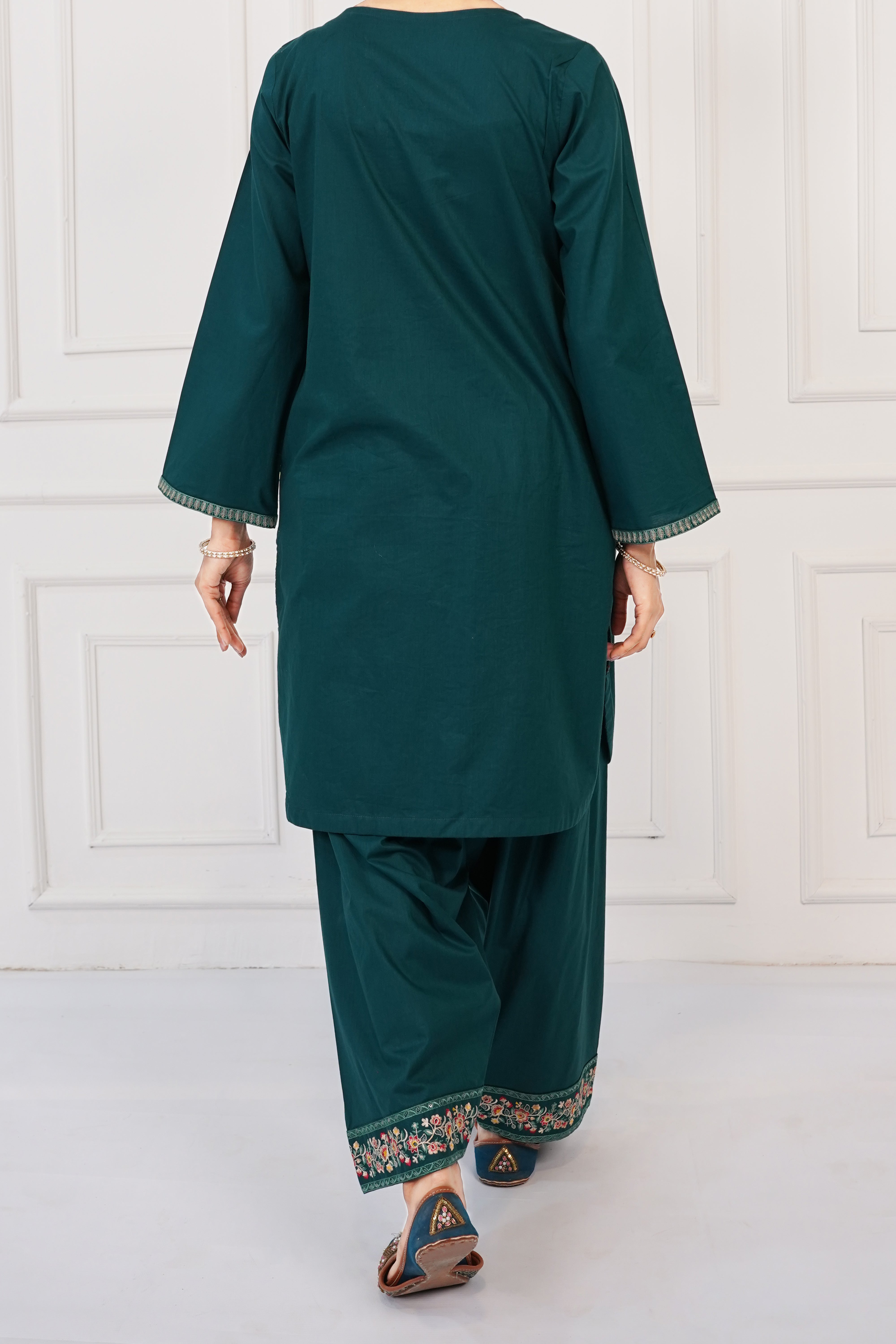 NPSE2066 Embroidered Cambric Suit - Stitched 2 Pc