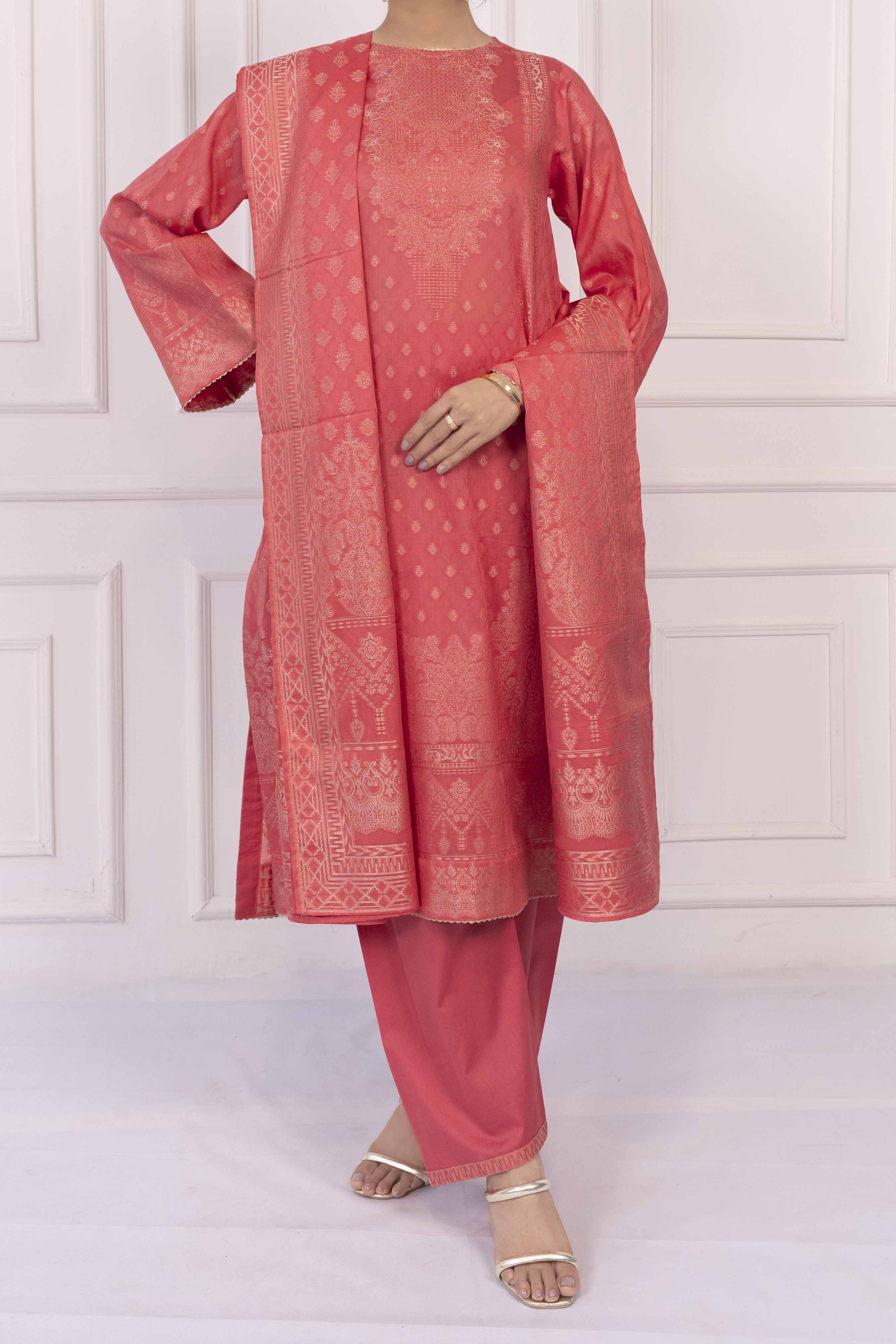 NUSJ3286 Jacquard Lawn Suit - Unstitched 3Pc