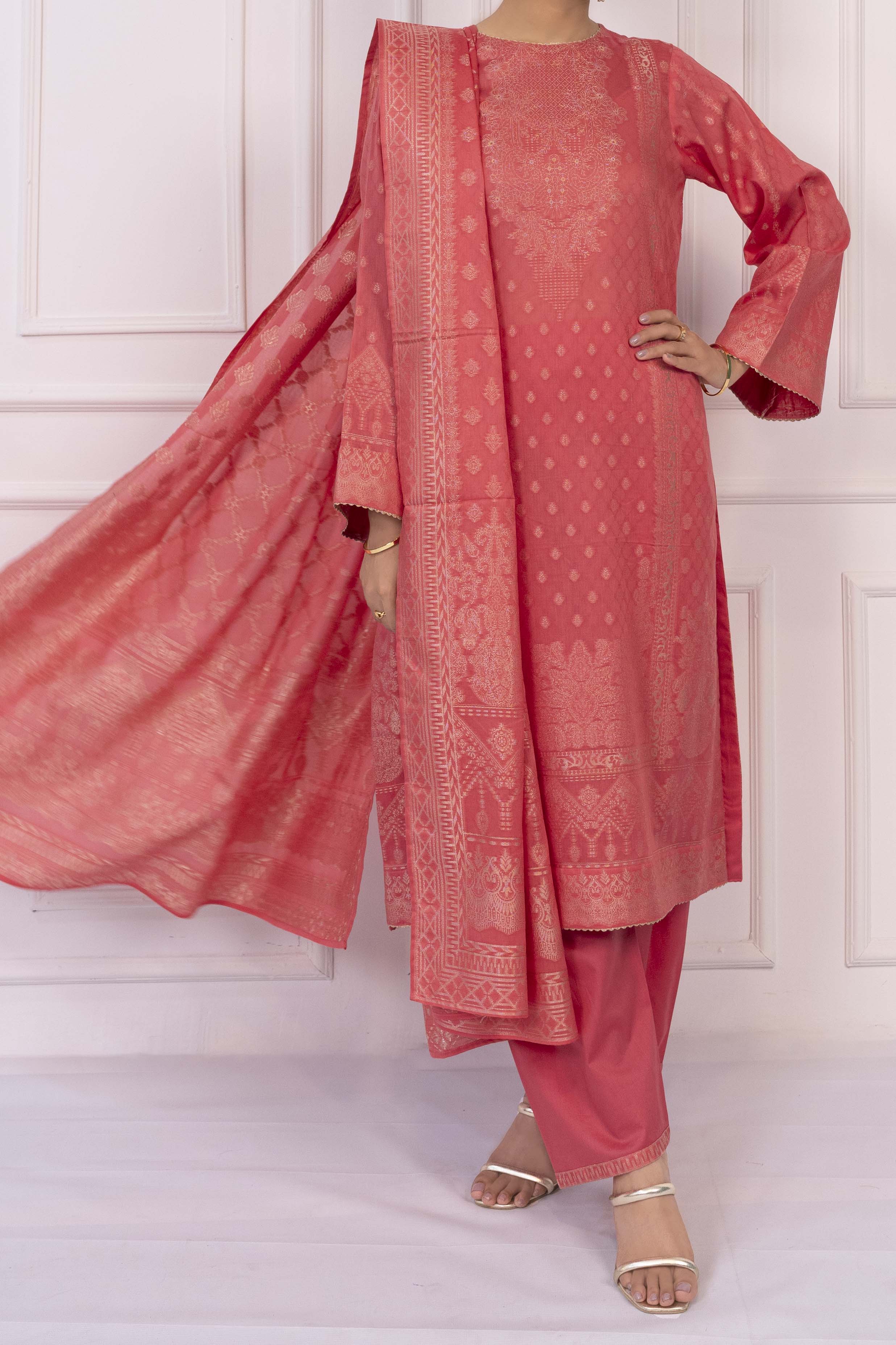 NUSJ3286 Jacquard Lawn Suit - Unstitched 3Pc