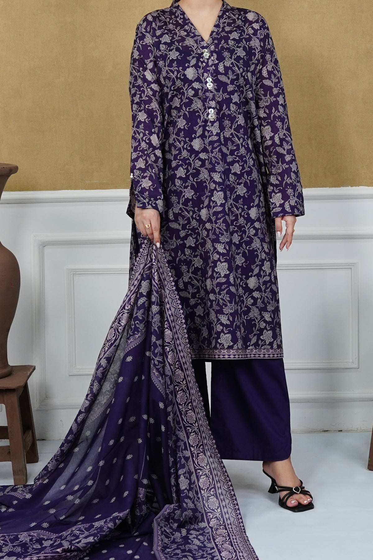 NUSL3219 Printed Lawn Suit - Unstitched 3Pc