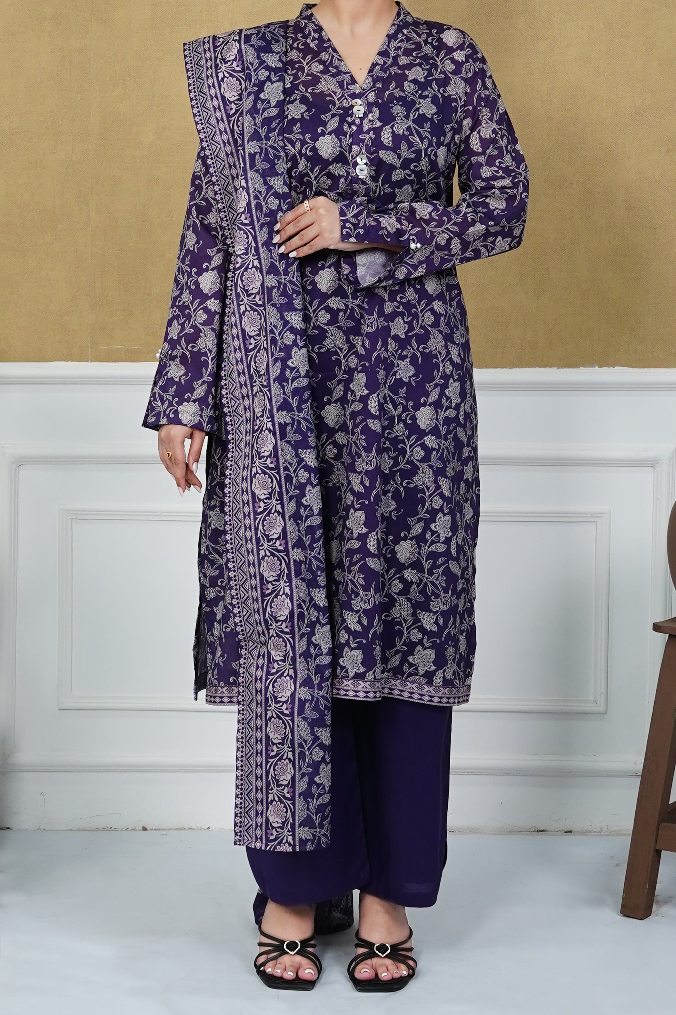NUSL3219 Printed Lawn Suit - Unstitched 3Pc