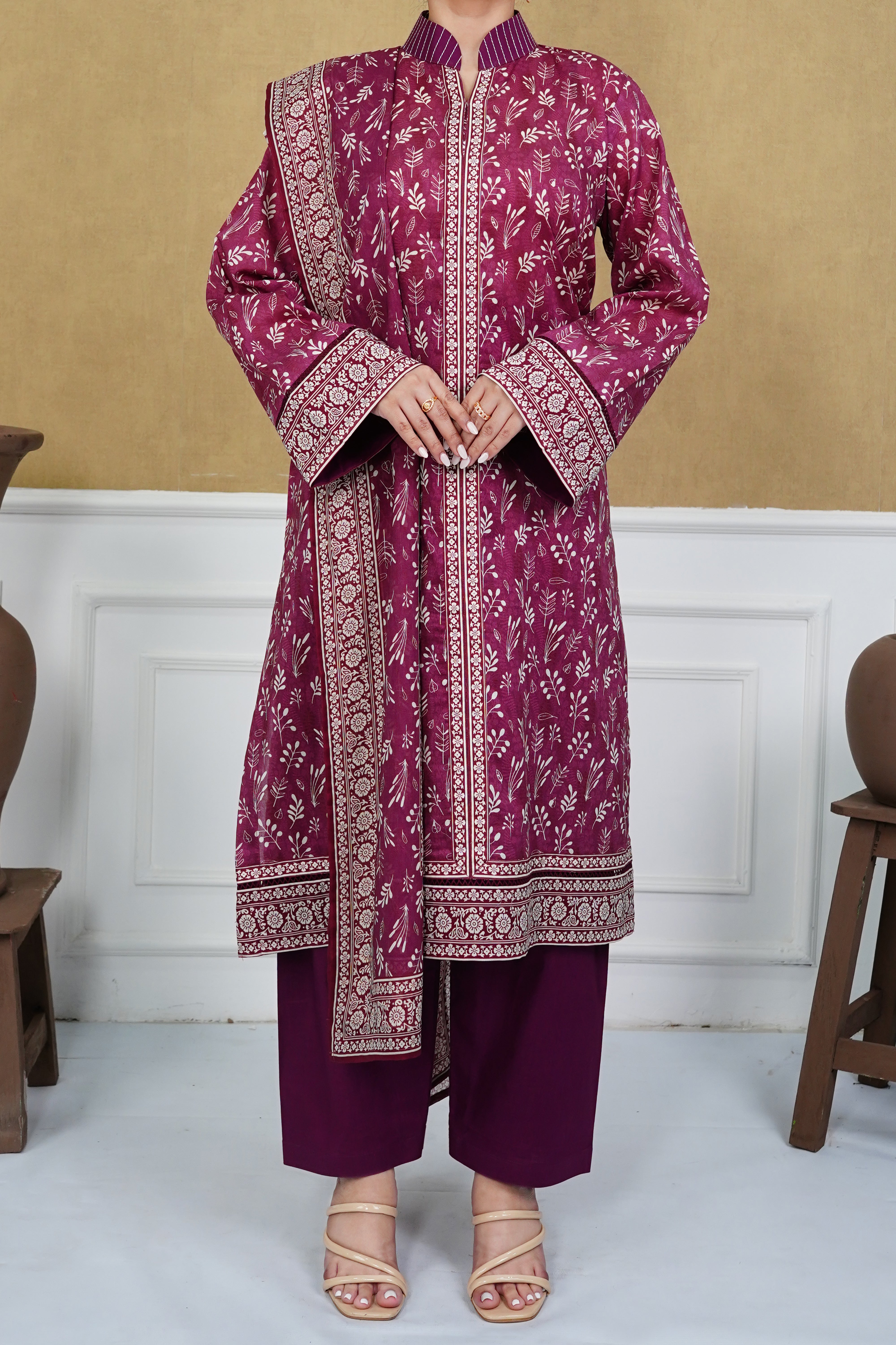 NUSL3214 Printed Lawn Suit - Unstitched 3Pc