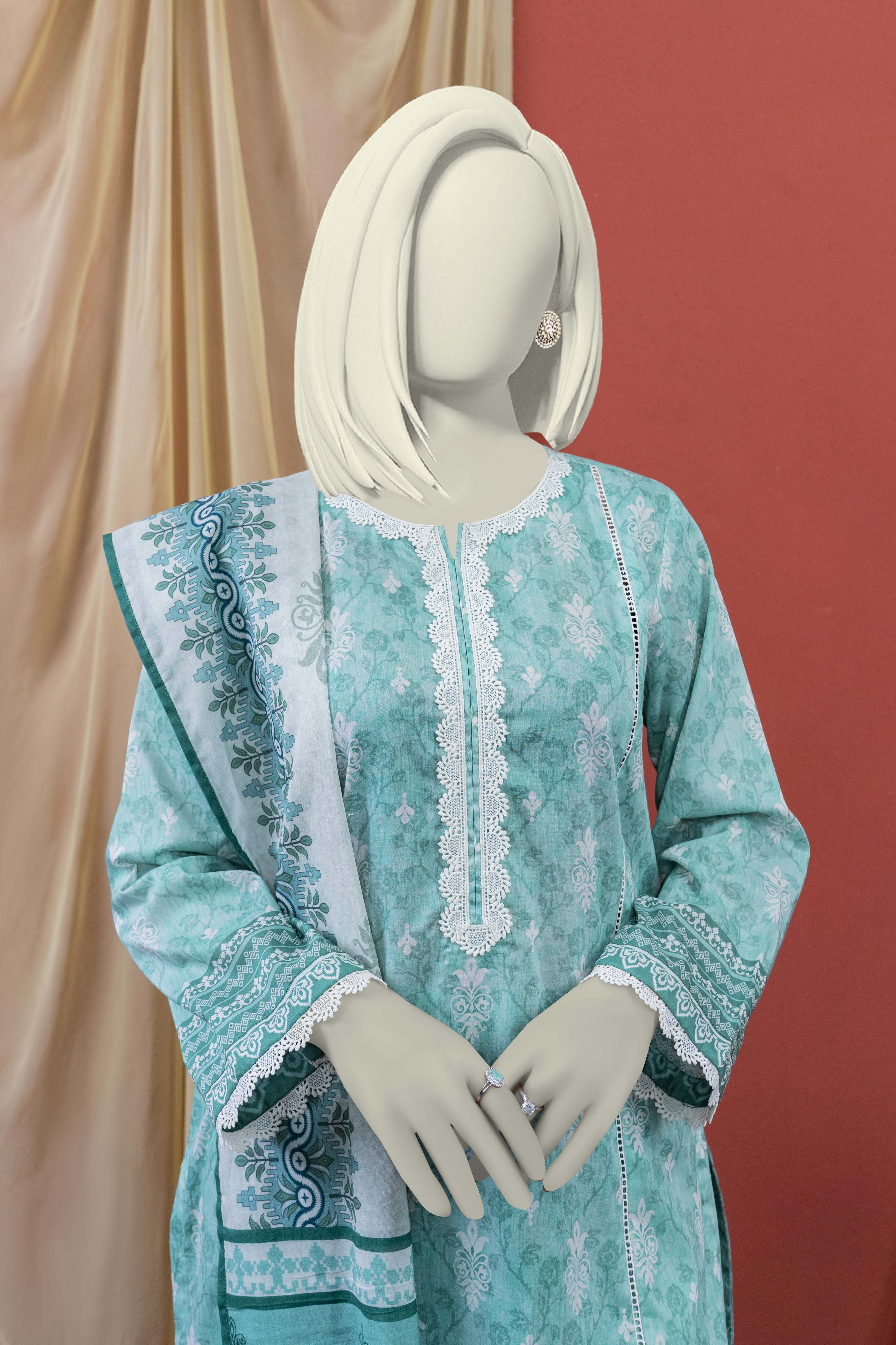 NUSL3243 Printed Lawn Suit - Unstitched 3Pc