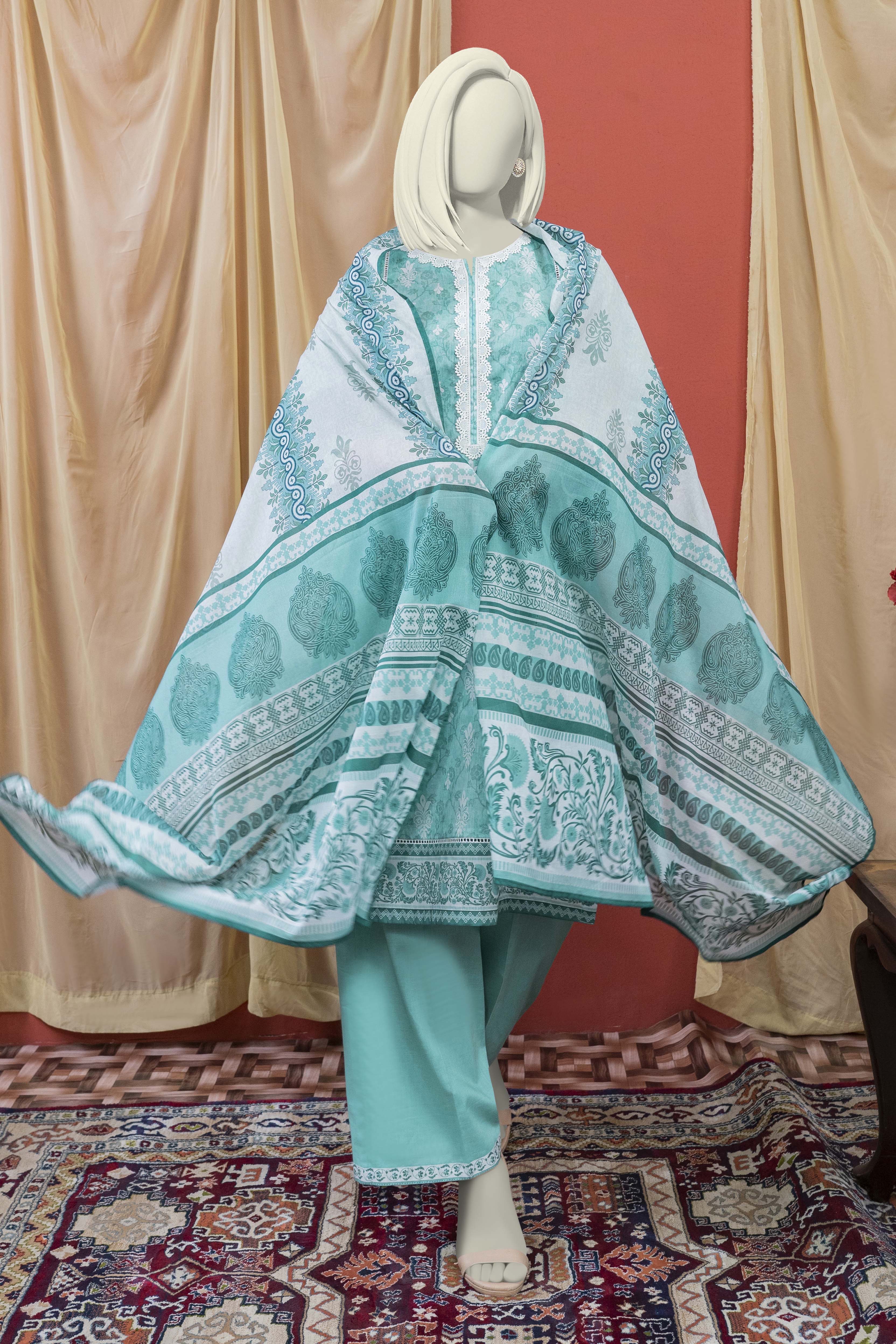 NUSL3243 Printed Lawn Suit - Unstitched 3Pc