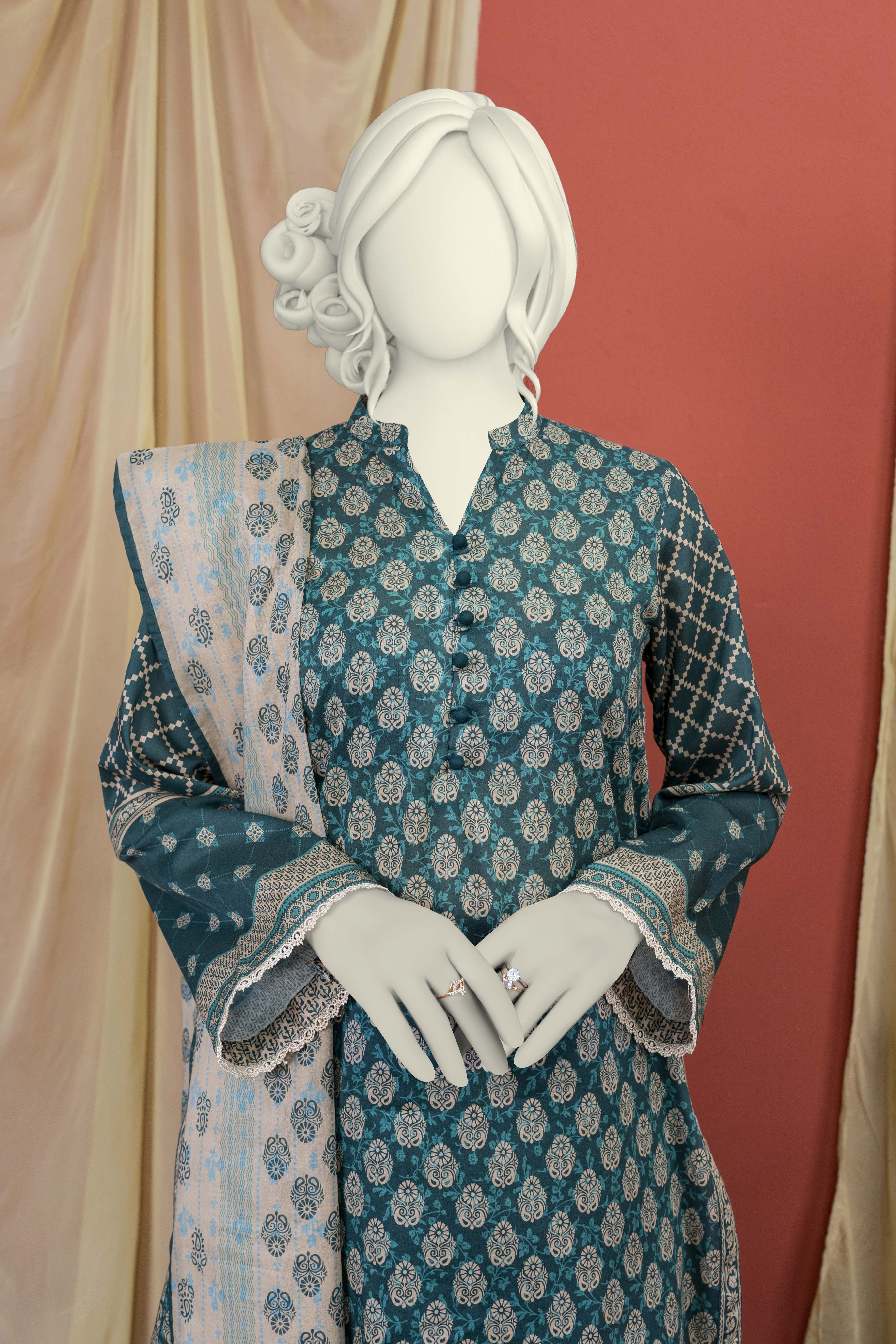 NUSL3244 Printed Lawn Suit - Unstitched 3Pc