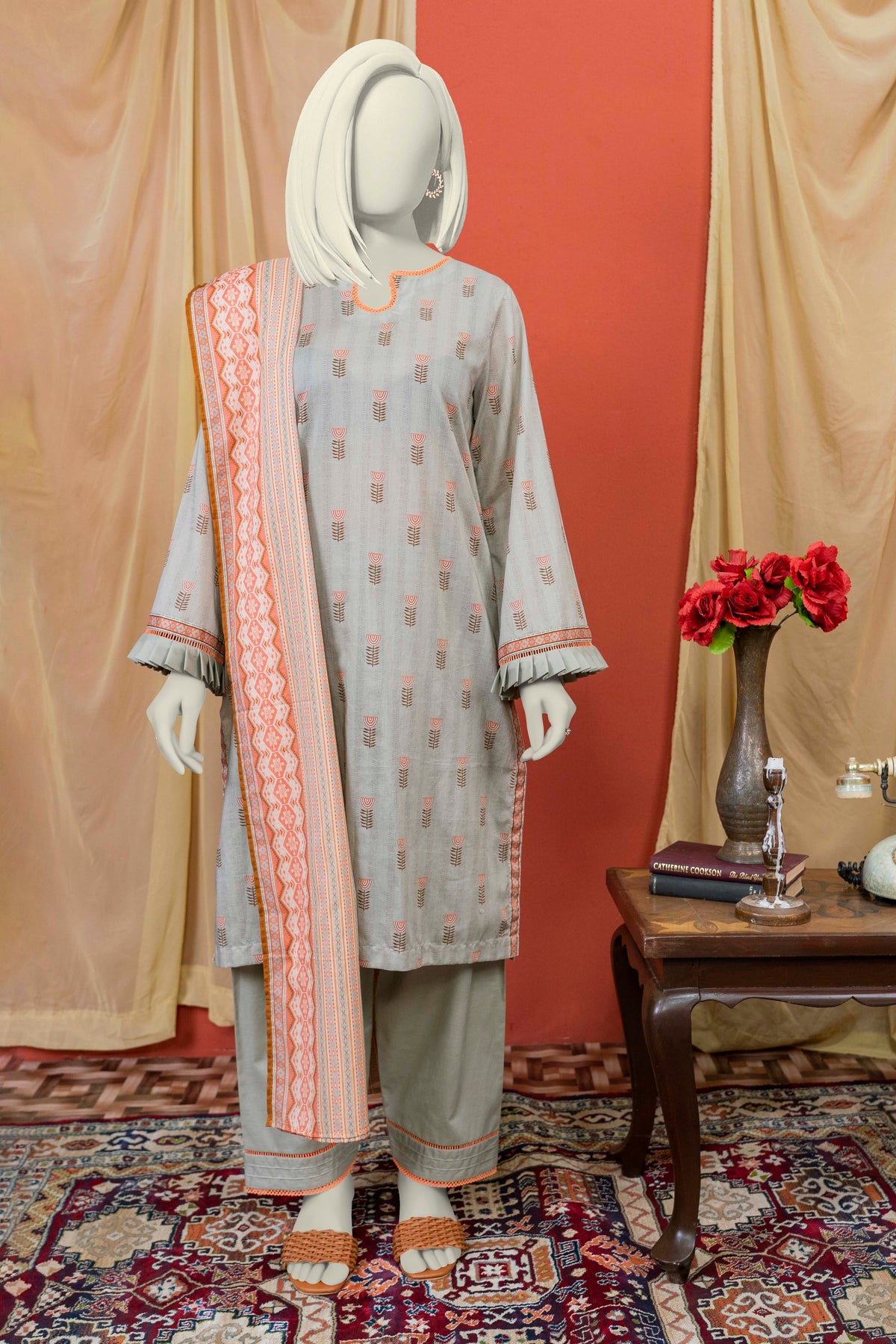 NUSL3222 Printed Lawn Suit - Unstitched 3Pc