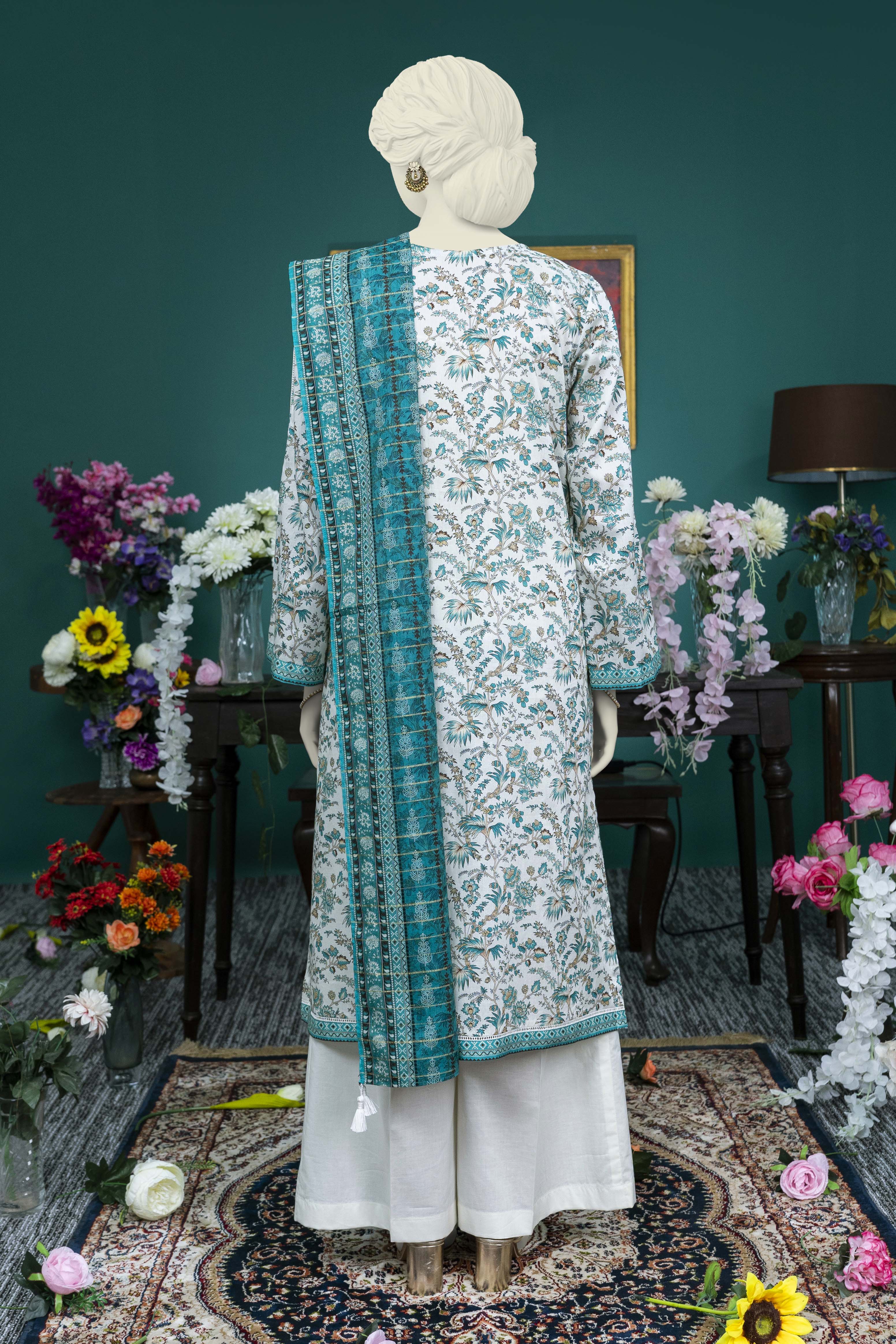 NUSL3230 Printed Lawn Suit - Unstitched 3Pc