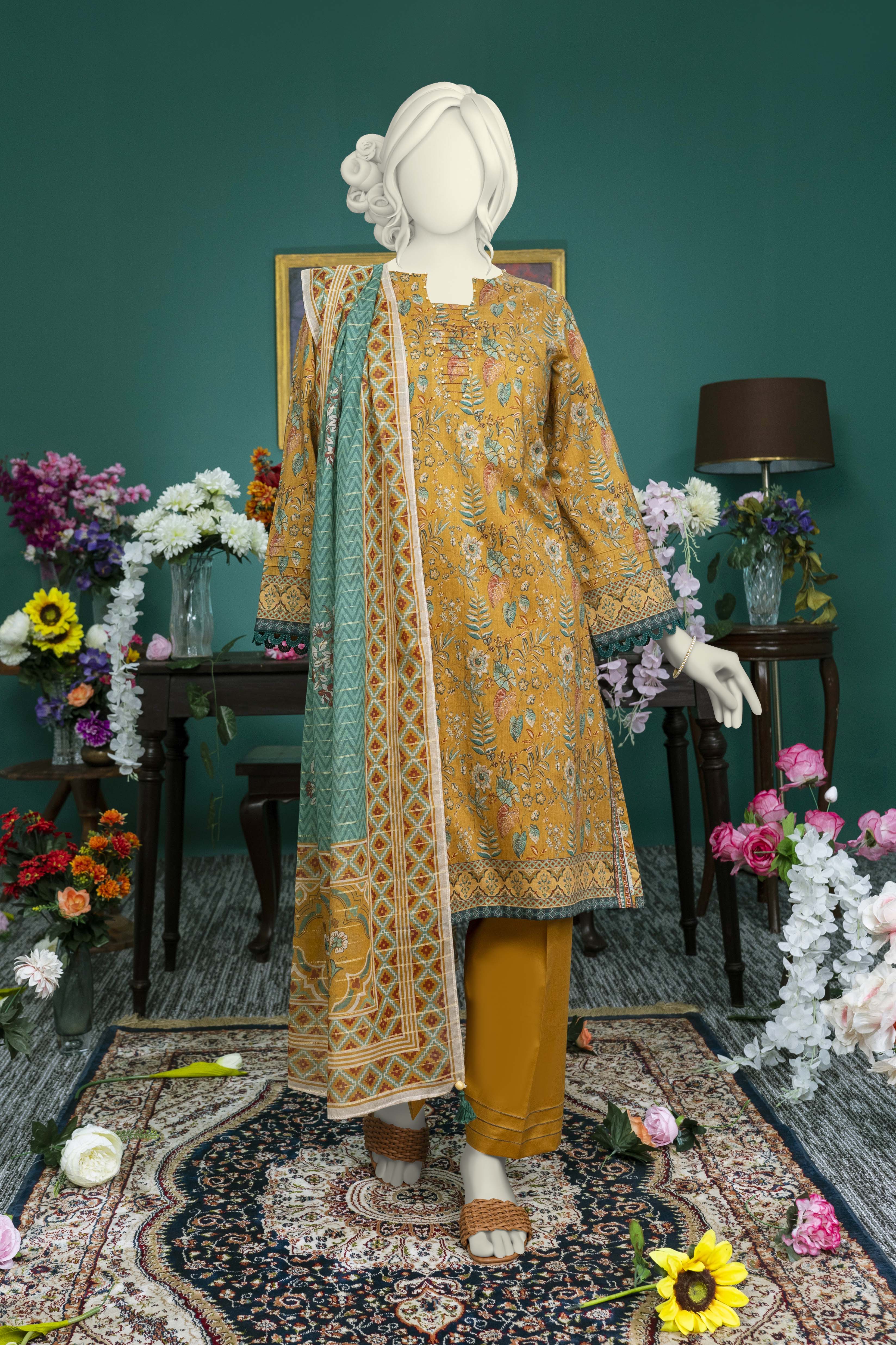 NUSL3229 Printed Lawn Suit - Unstitched 3Pc