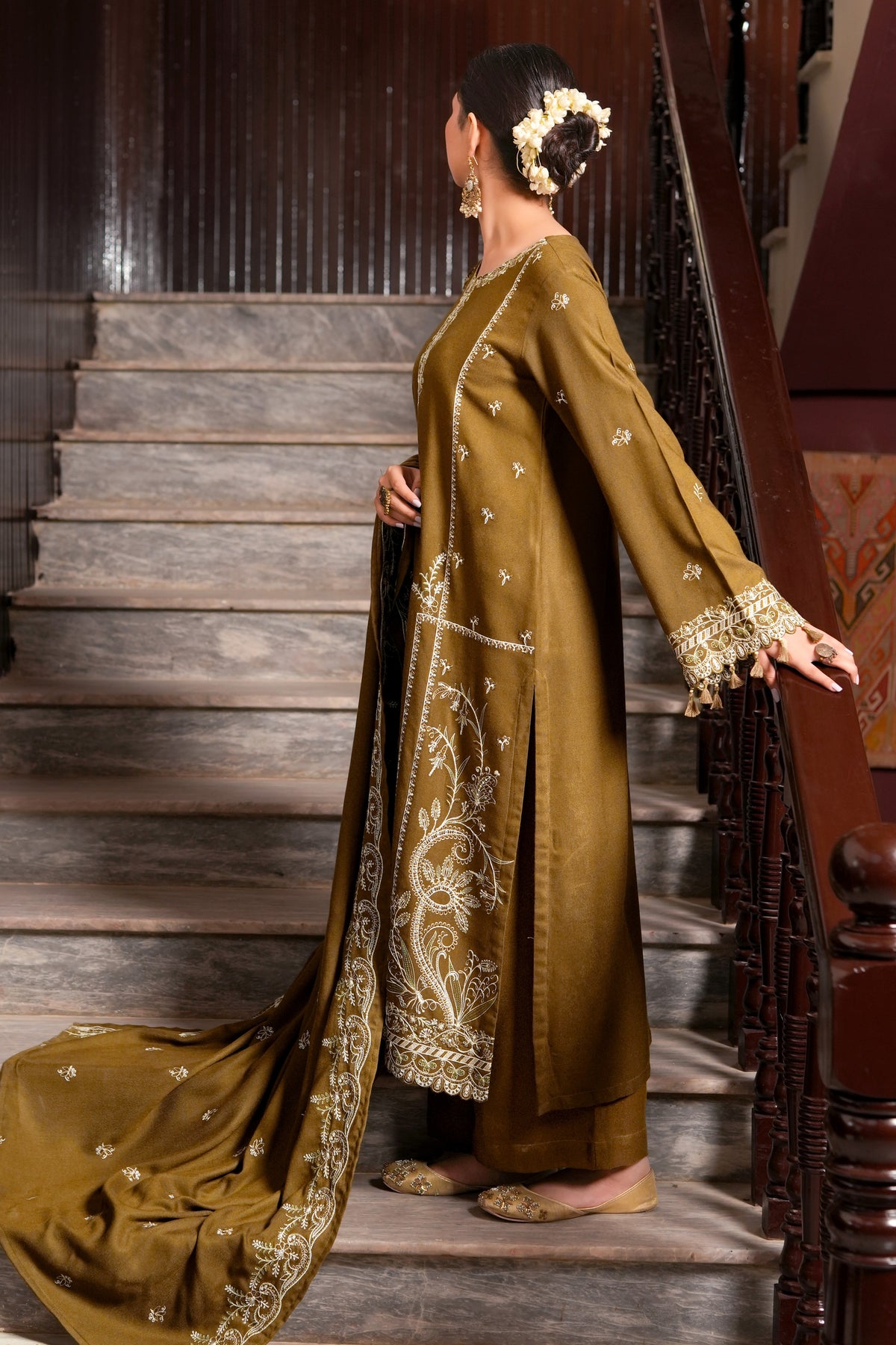 Unstitched 3Pc - Peach Embroidered  - NUWDPE263019
